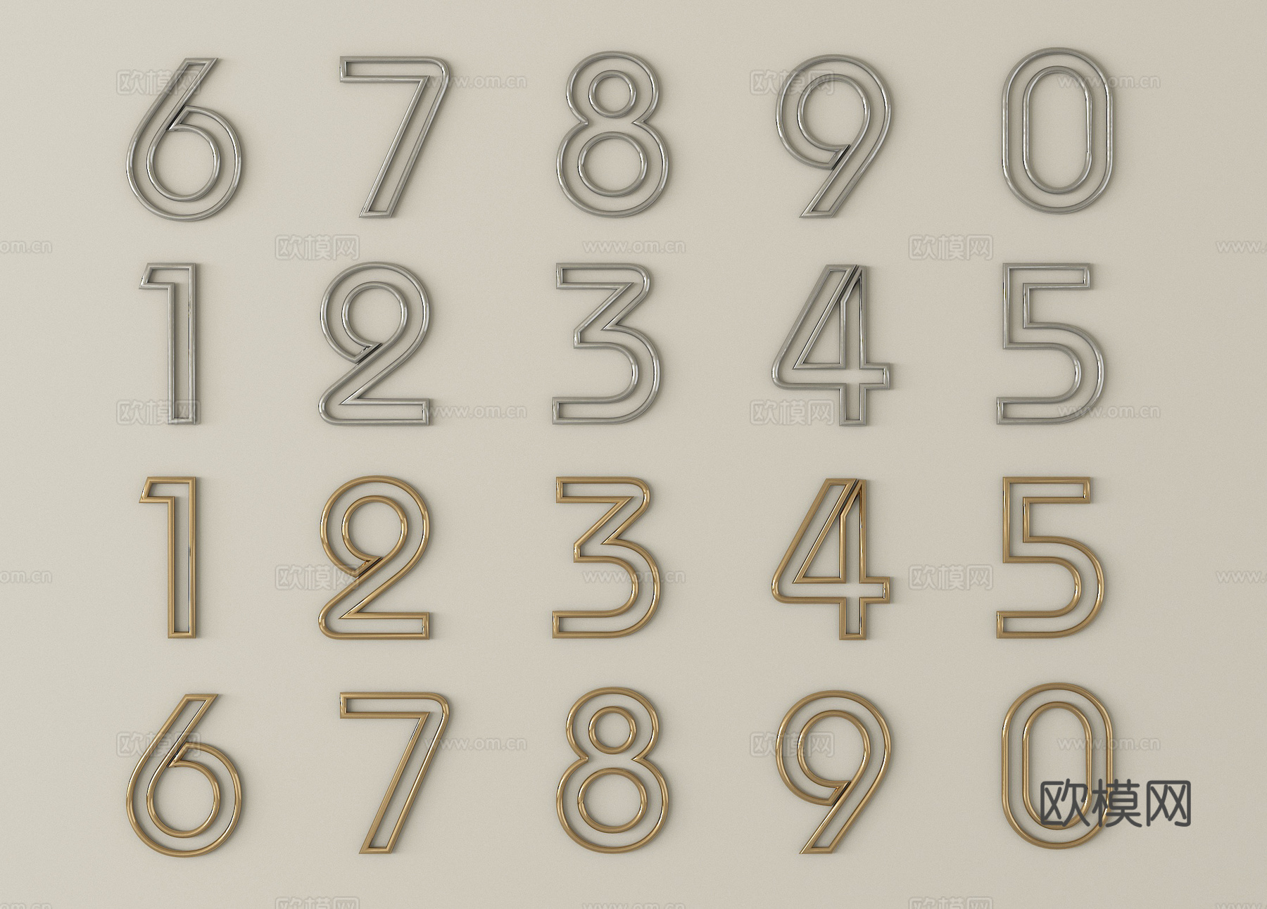 现代标识牌 数字标识su模型
