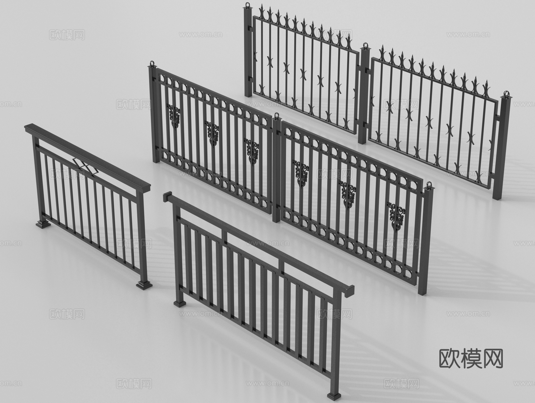 现代铁艺栏杆 护栏 围栏 防护栏 栏杆3d模型下载