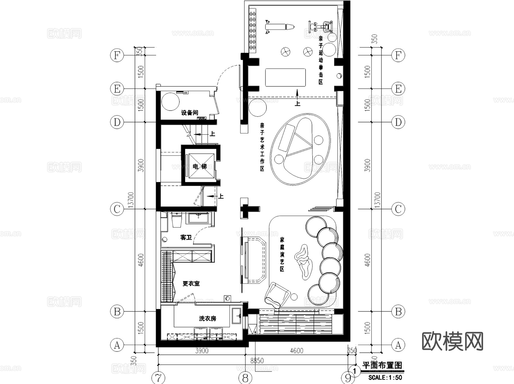 燕西华府联排二层别墅63#室内家装CAD施工图+3Dmaxcad施工图