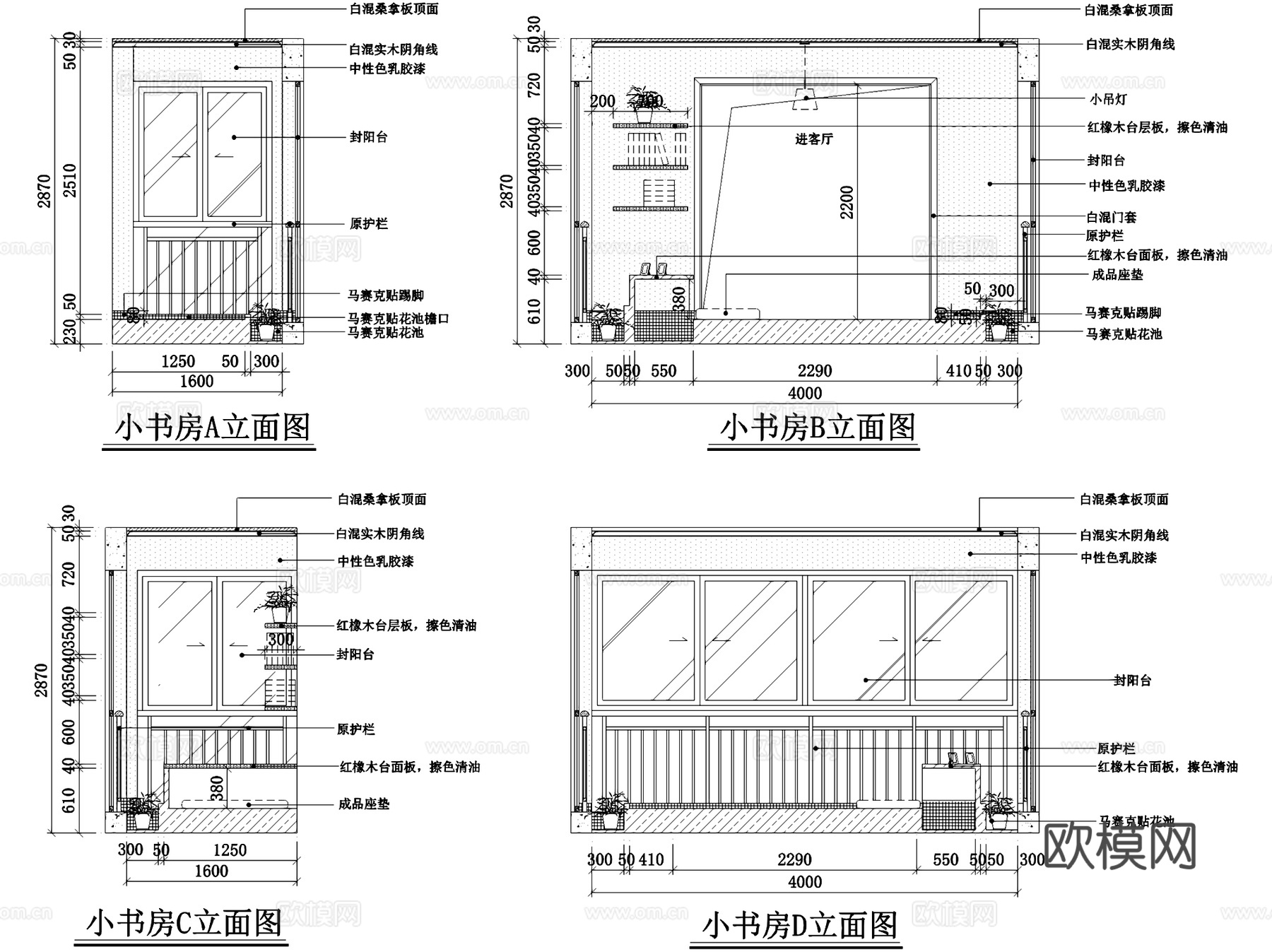 美式简约三室两厅两卫一厨私宅室内家装CAD施工图cad施工图