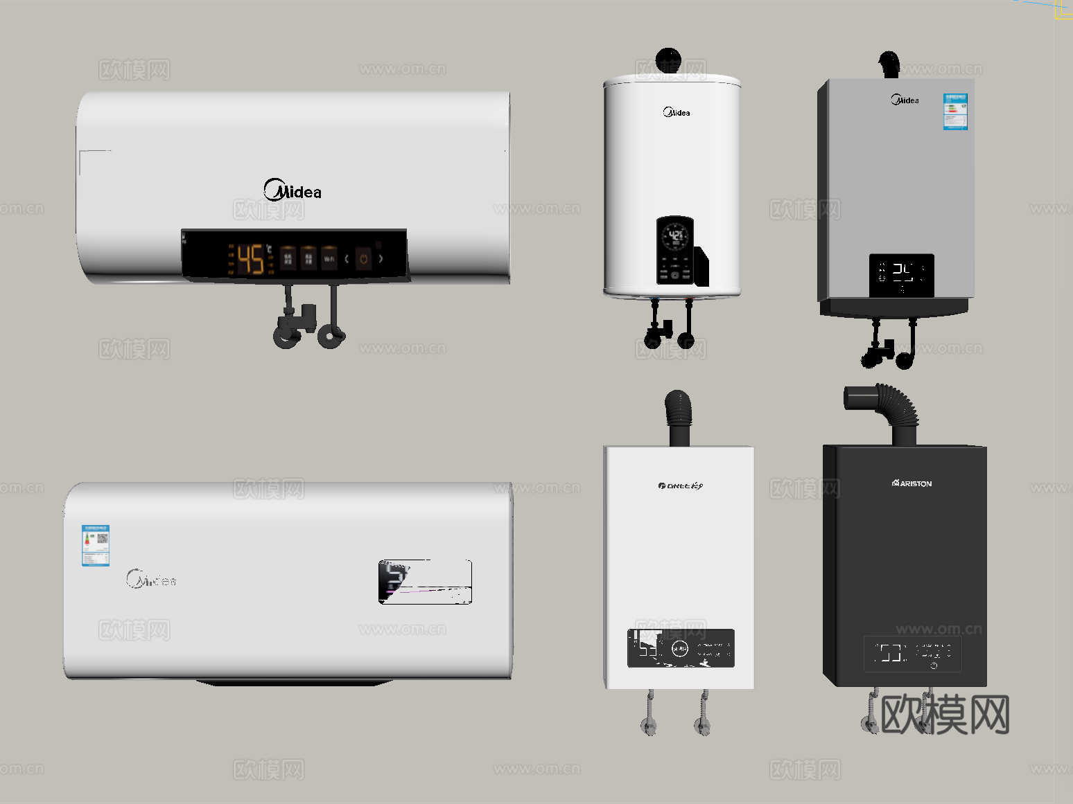 现代热水器 燃气热水器 电热水器su模型
