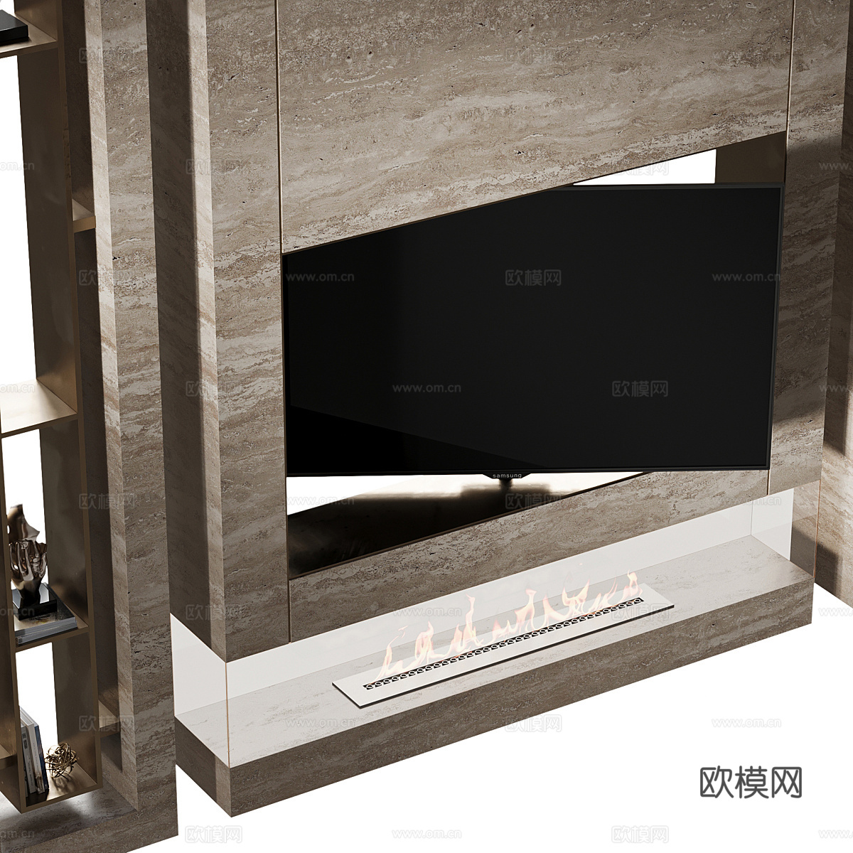 现代意式电视背景墙3d模型下载（渲染图4）
