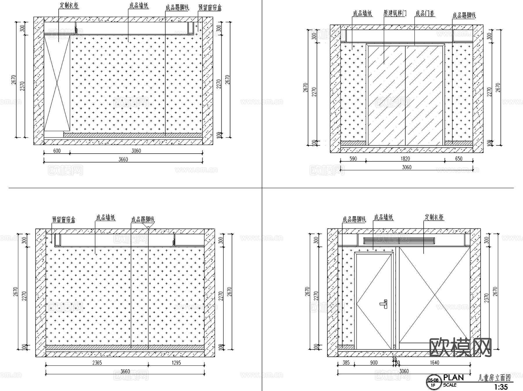 蝴蝶湾6#2304两室两厅两卫室内家装CAD施工图cad施工图