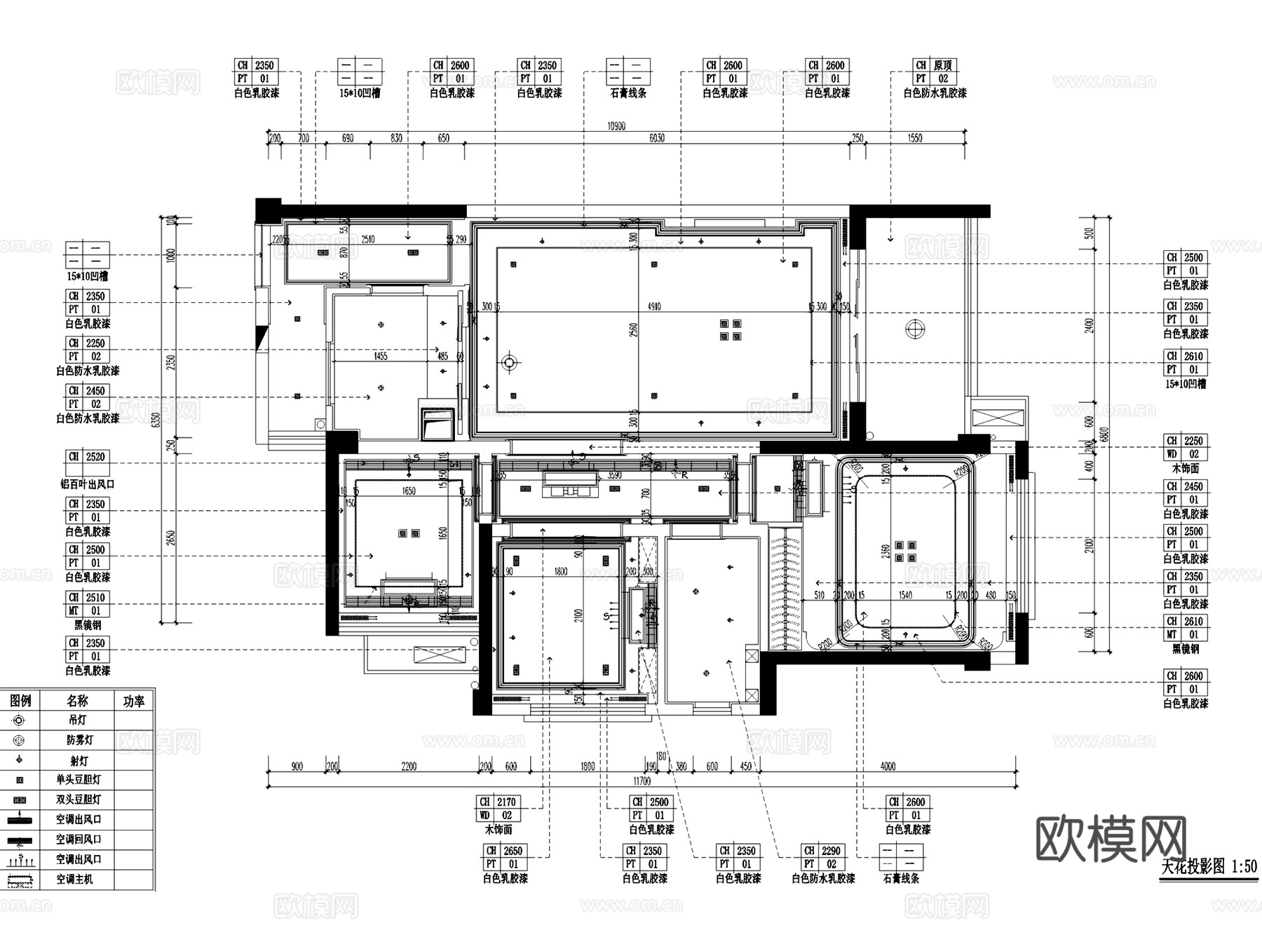 华日双城理想雅苑A3户型样板房室内家装CAD施工图整套cad施工图