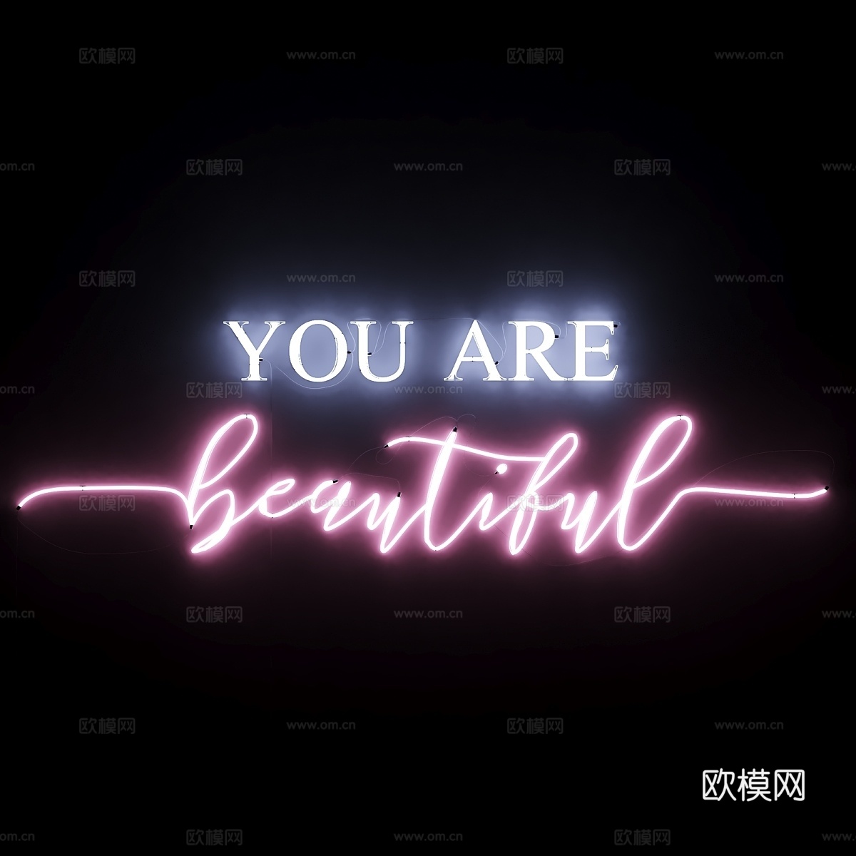霓虹灯文字05 你很美3d模型下载