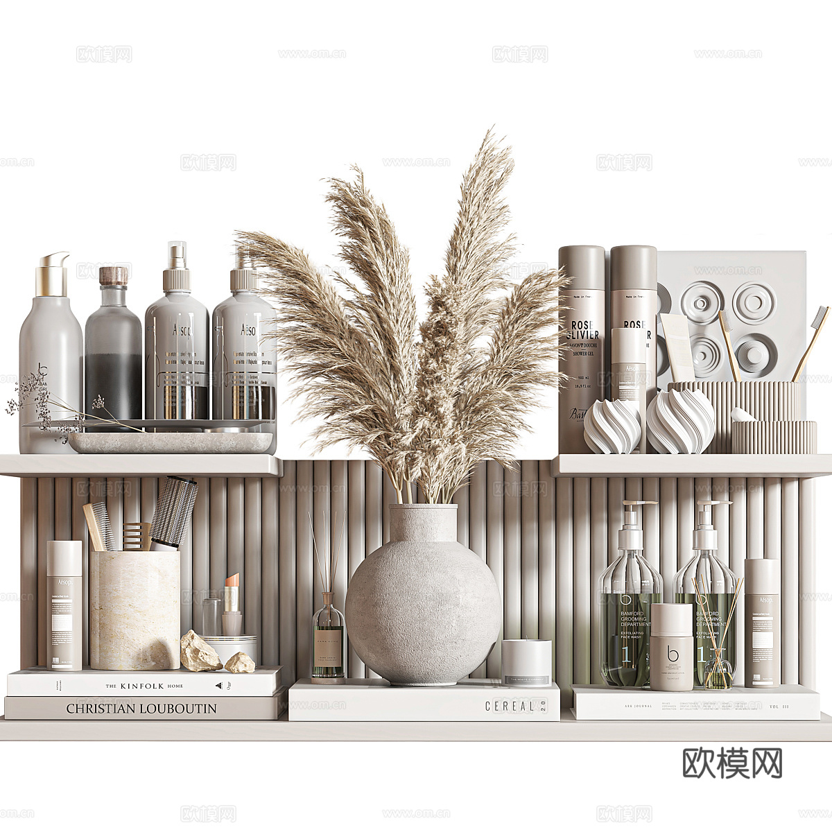 现代奶油风饰品摆件组合3d模型下载（渲染图1）