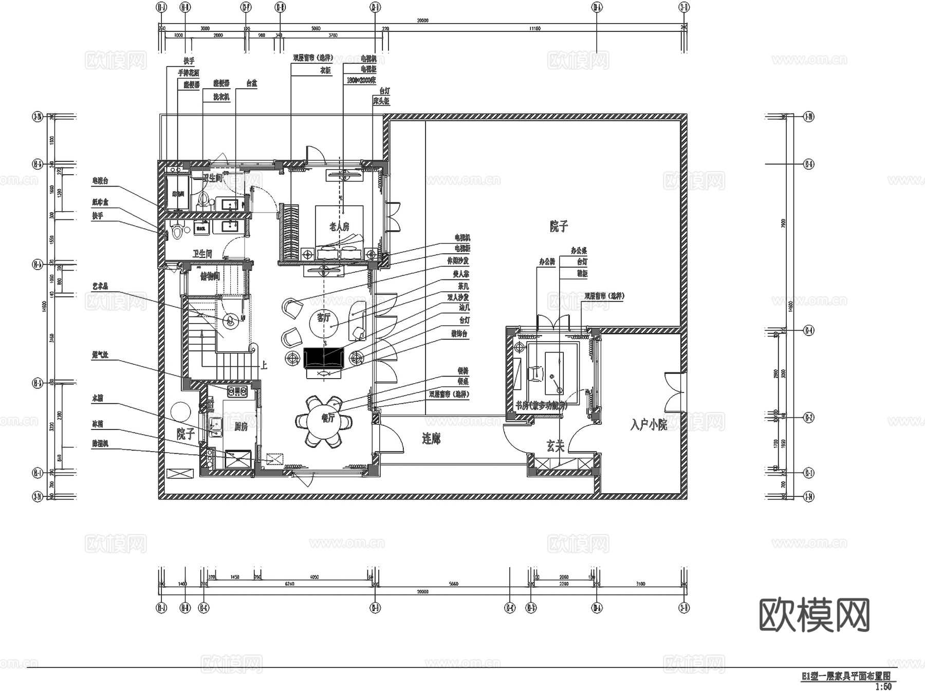 绿城桃李春风E1二层别墅样板房室内家装CAD施工图整套cad施工图