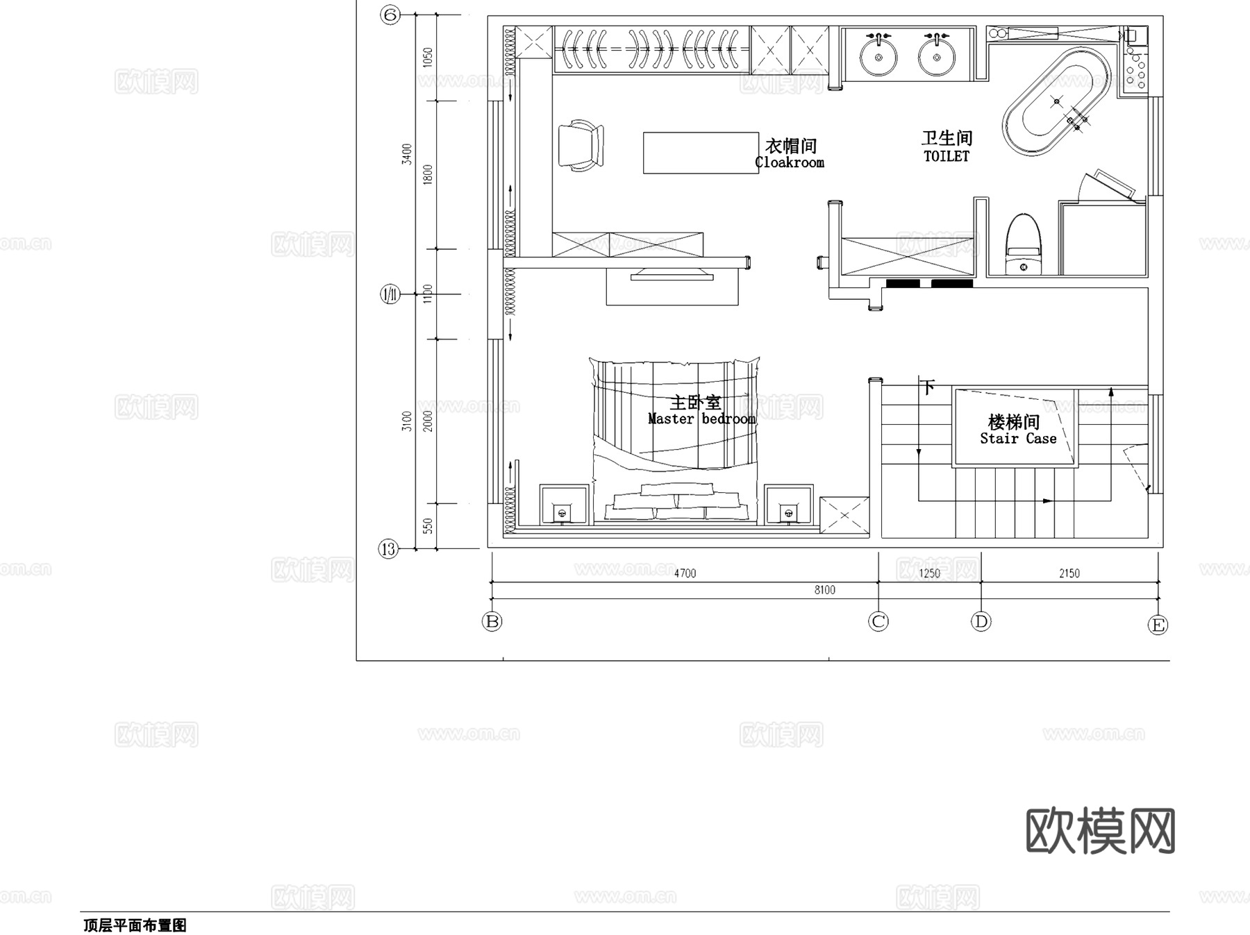 中加生态示范区枫博园三层别墅室内家装CAD施工图cad施工图