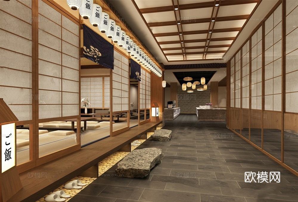 日式餐厅 中餐厅 餐桌椅组合.rarsu模型