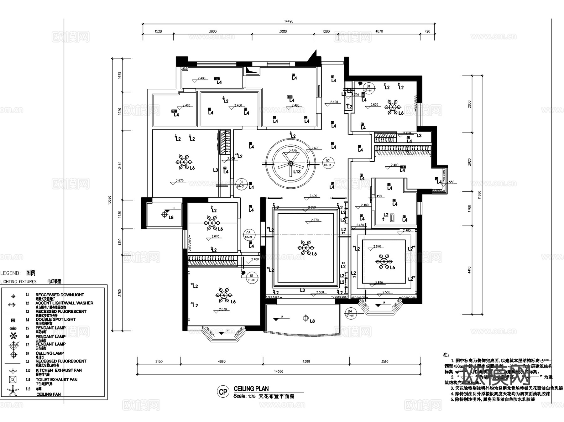 深圳益田花园中式室内家装CAD施工图整套cad施工图