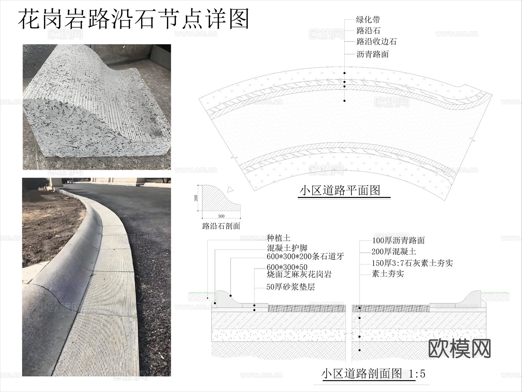 路沿石节点详图cad施工图