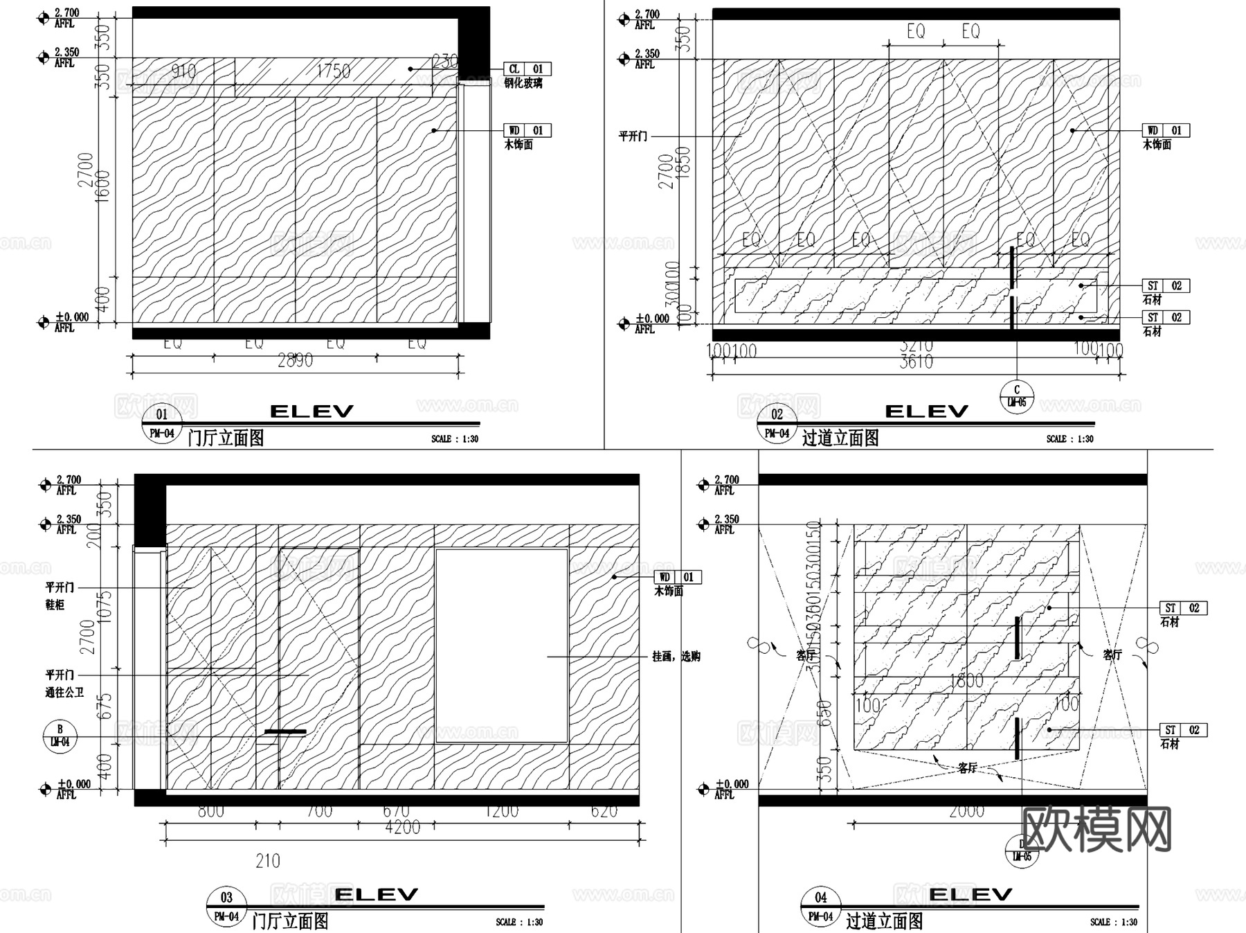 香槟水岸18#501四室两厅两卫室内家装CAD施工图cad施工图