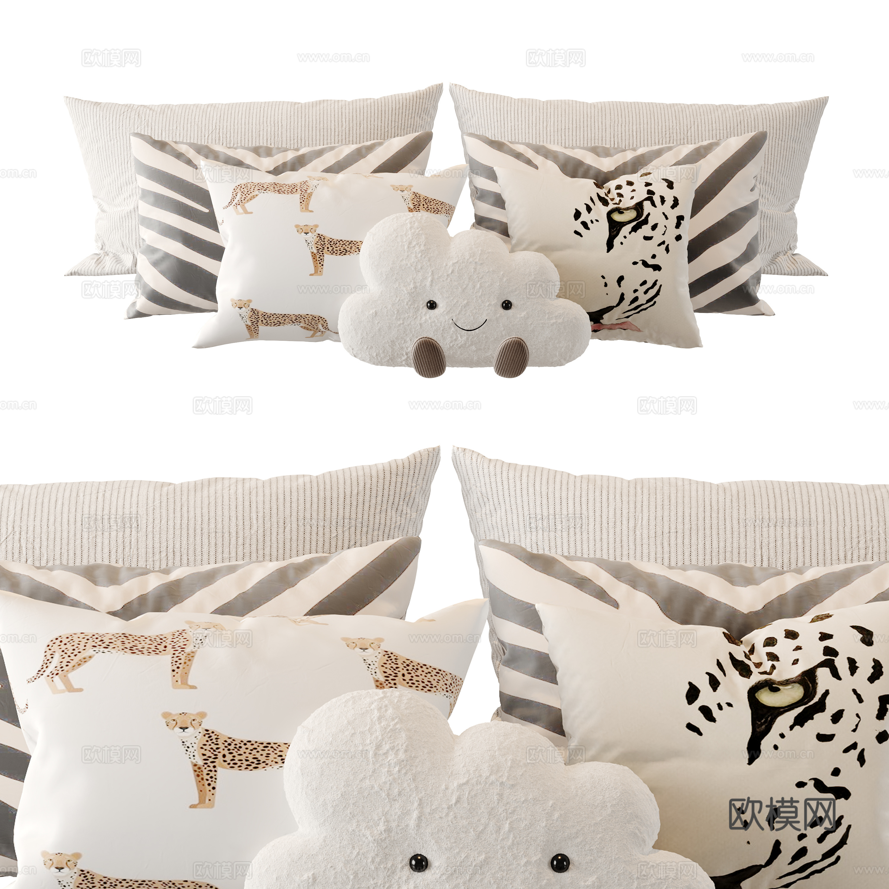 奶油风儿童床品3d模型下载