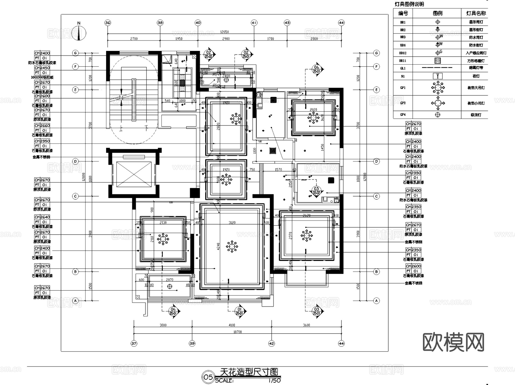 济南银盛泰·瑞公馆130户型三室两厅两卫室内家装CAD施工图cad施工图