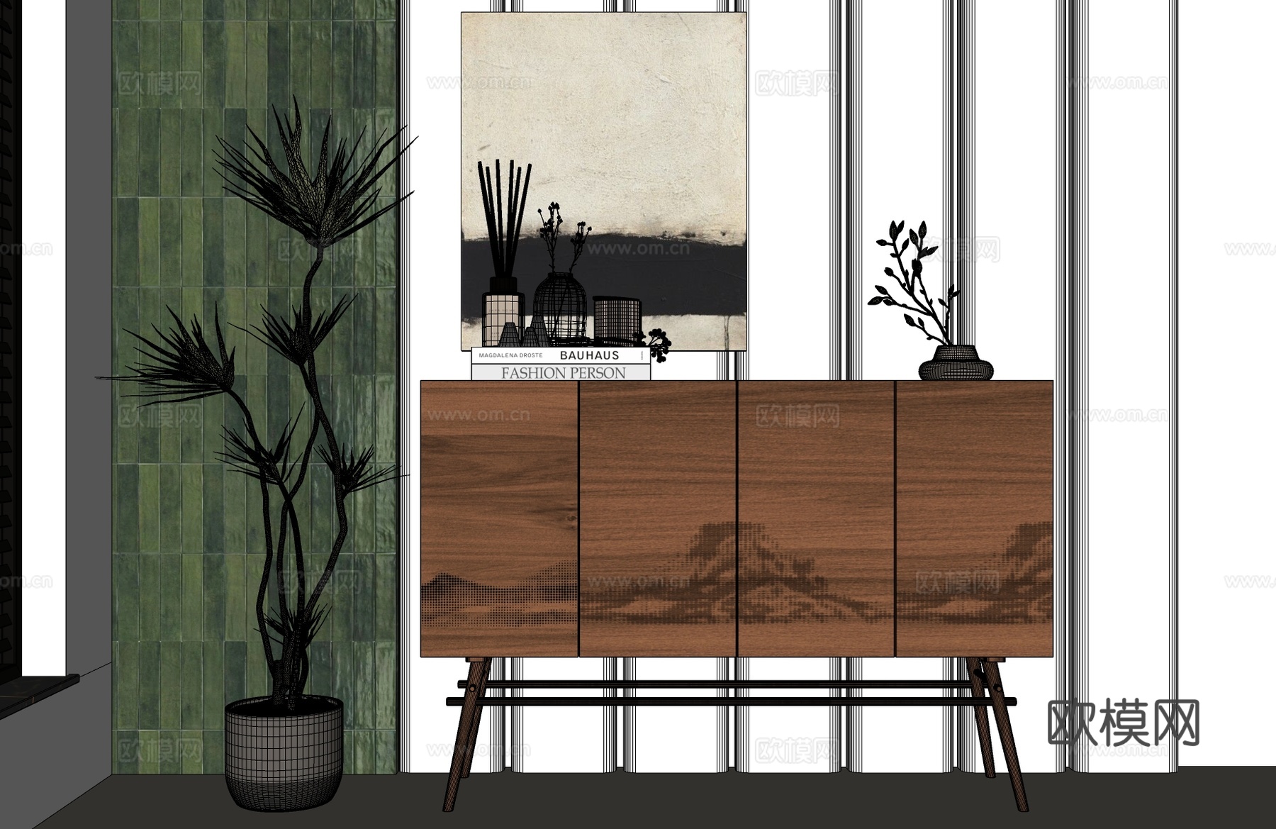 新中式边柜 新中式玄关柜 新中式斗柜 宋氏装饰柜su模型