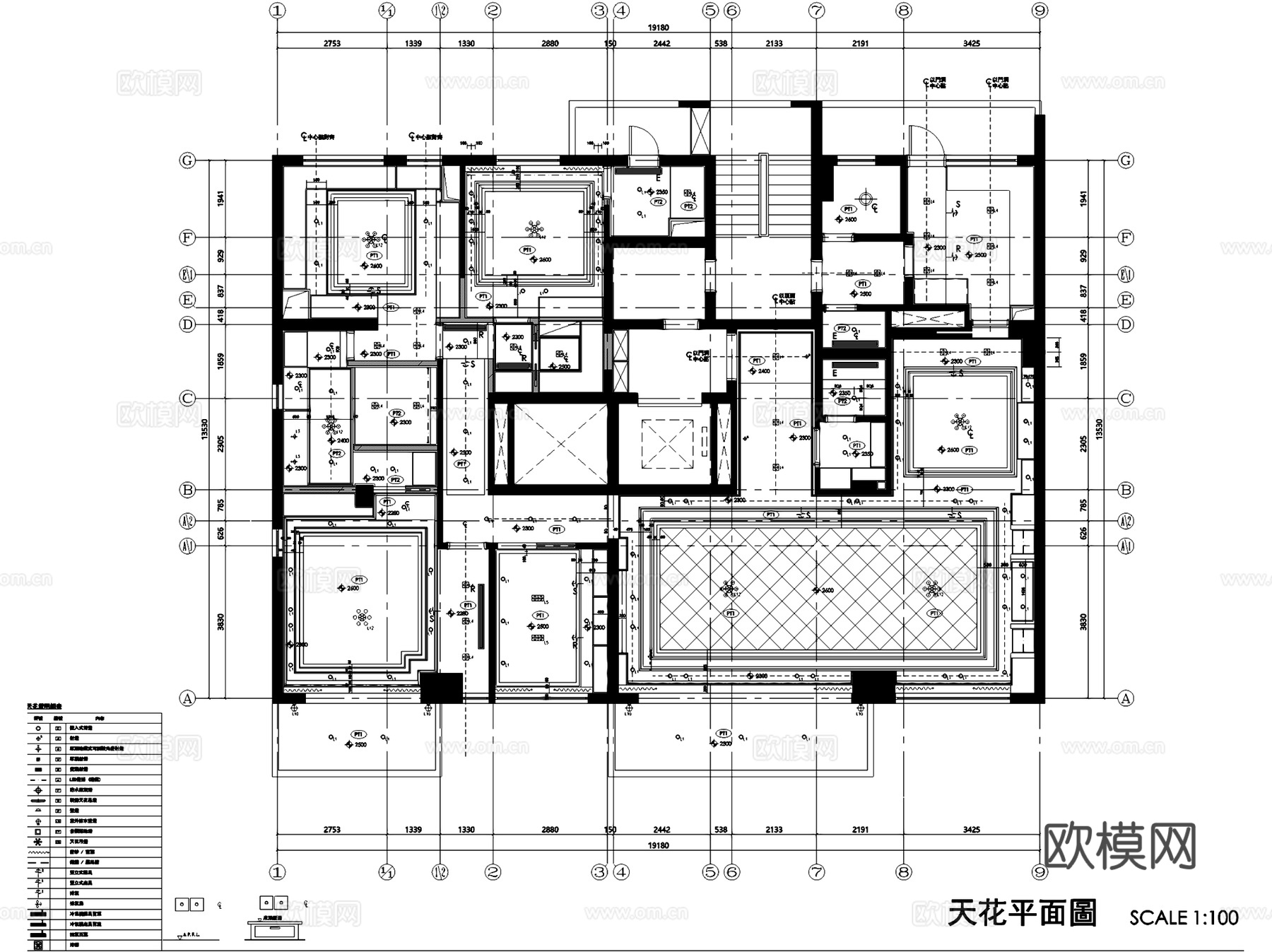 上海欧式四室两厅三卫私宅室内家装CAD施工图cad施工图