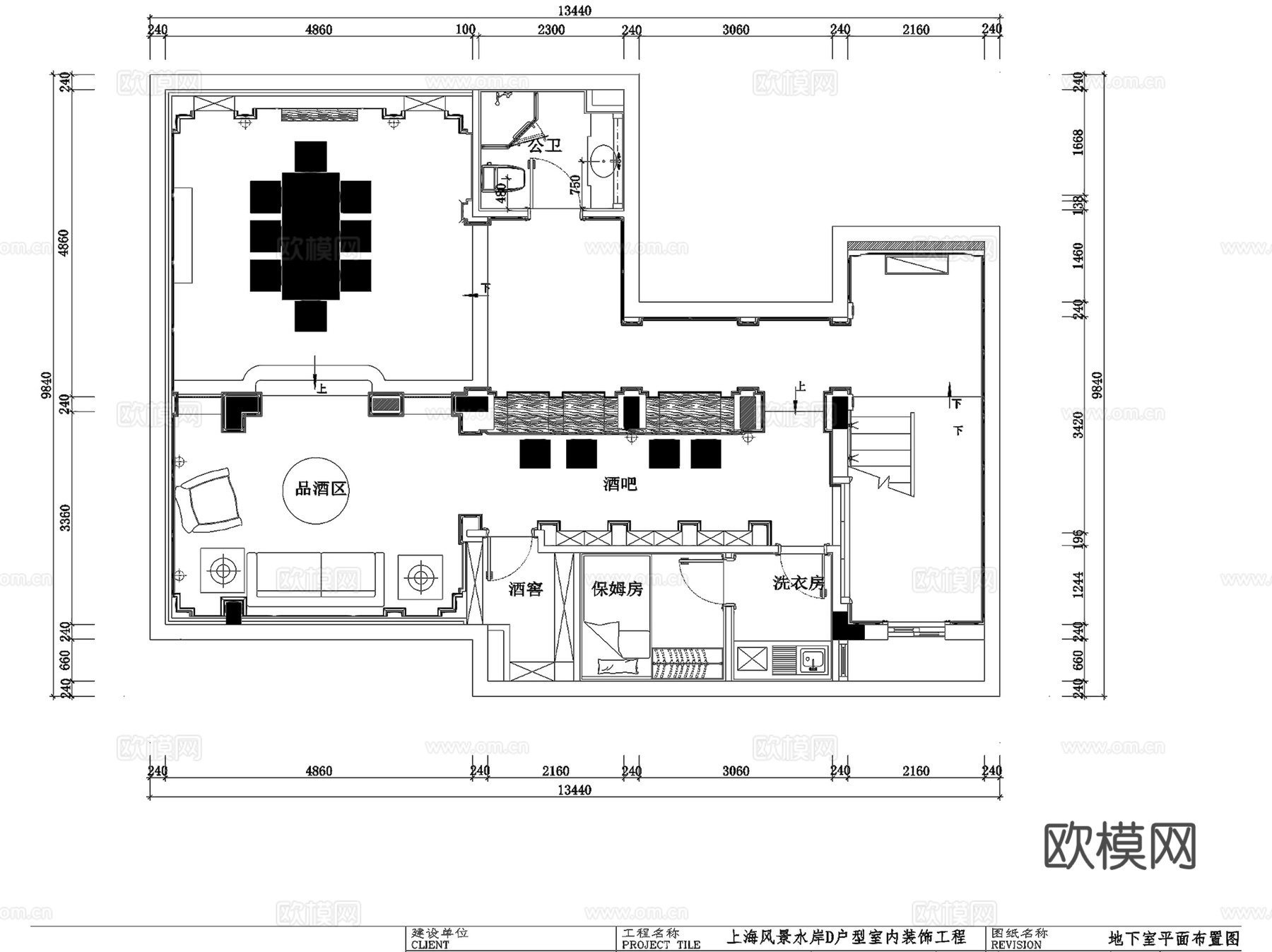 上海保亿风景水岸D户型双拼三层别墅室内家装CAD施工图整套cad施工图