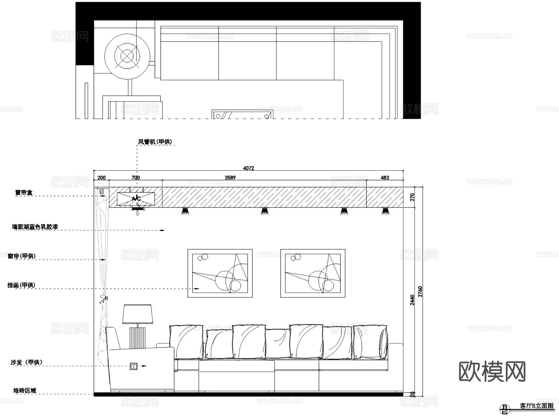 金地艺境1#16单元两室两厅一卫室内家装CAD施工图cad施工图