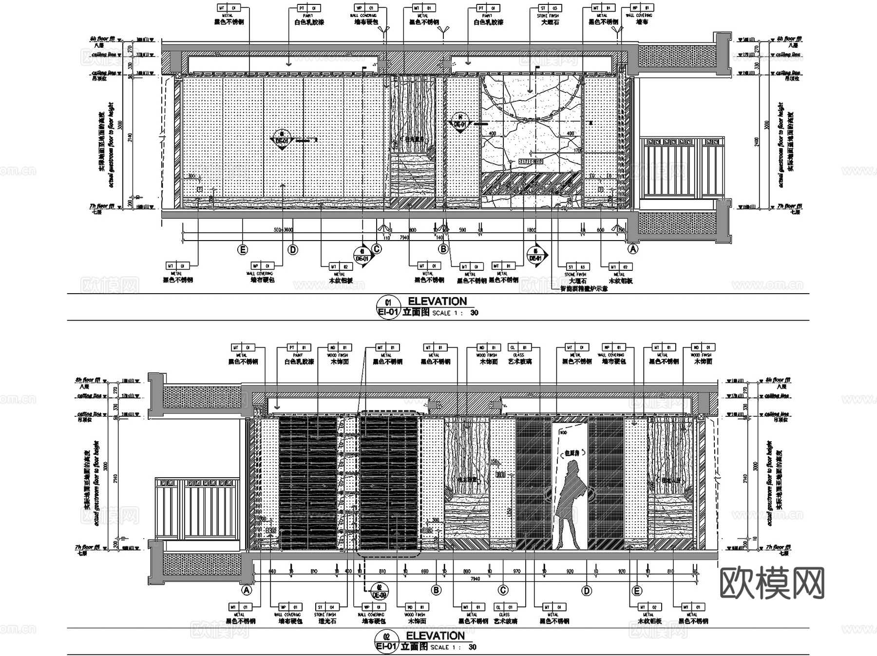 南宁建发五象湖D户型新中式样板间室内家装CAD施工图整套cad施工图