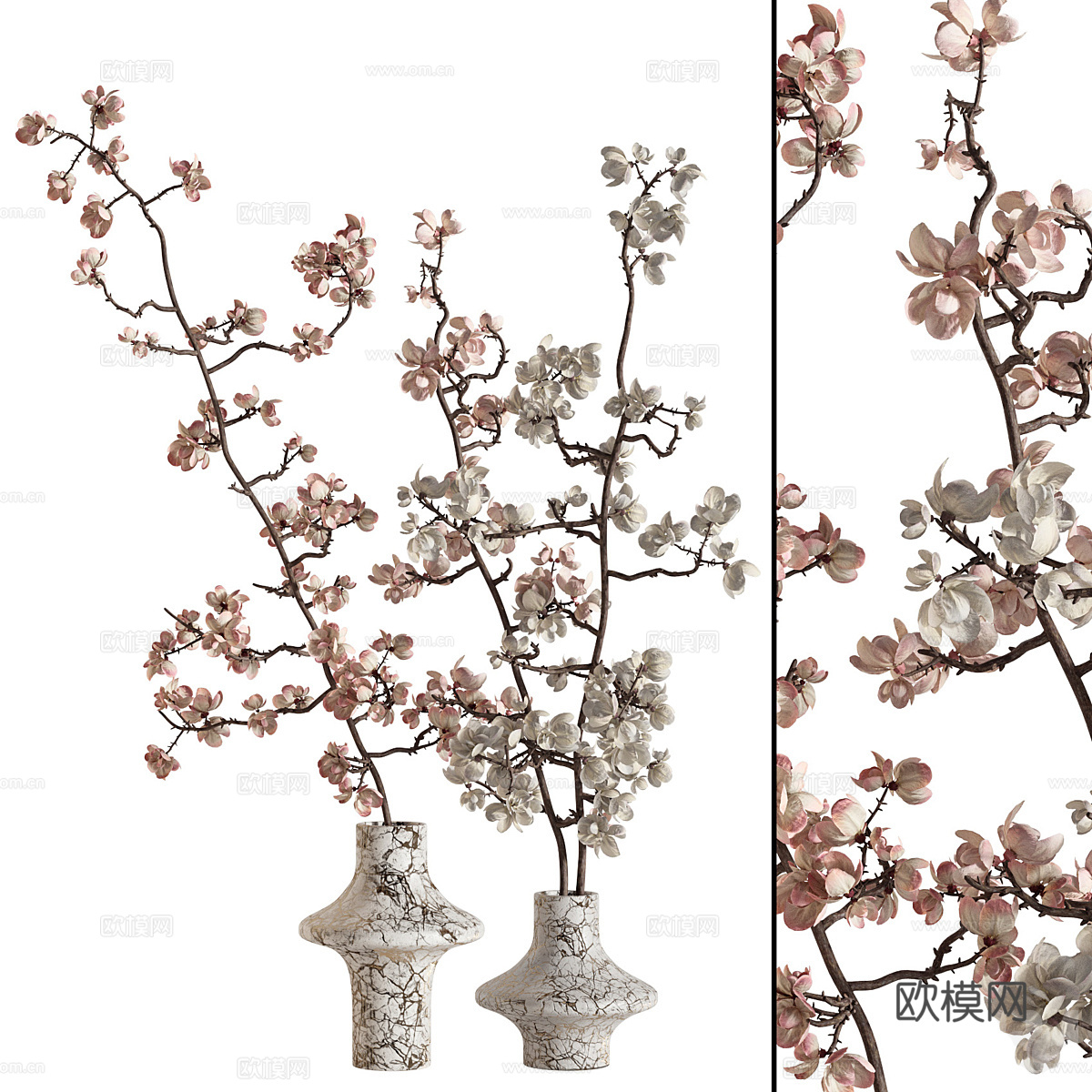 新中式花瓶花艺3d模型下载（渲染图1）