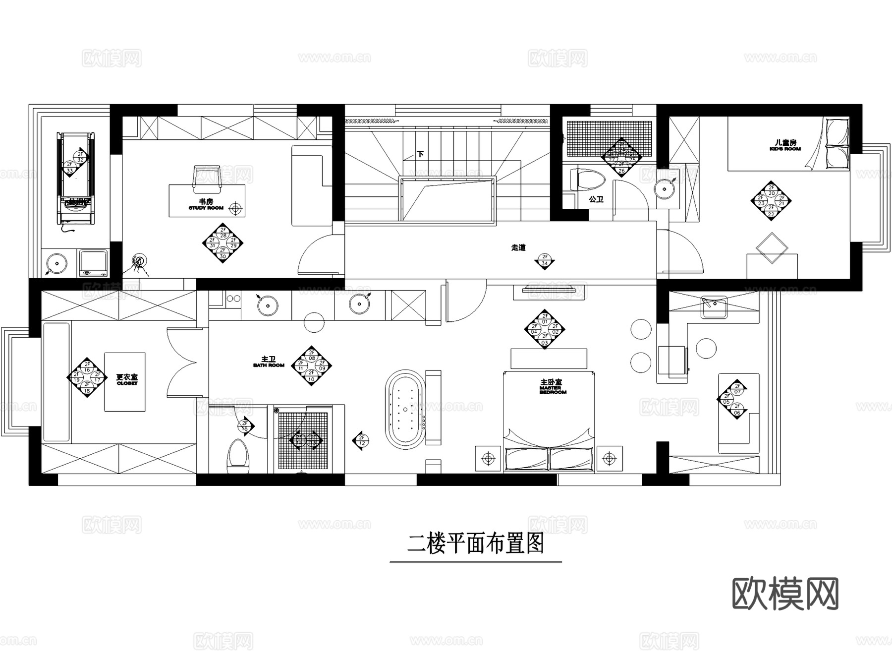 山西阳泉欧式跃层公寓四室两厅室内家装CAD施工图cad施工图