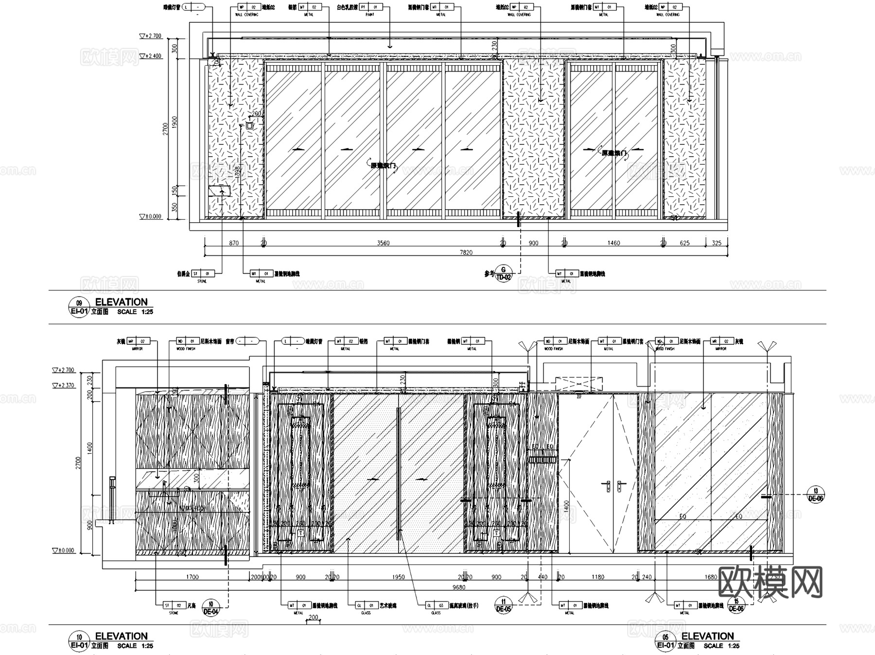 万科悦湾16-1-402B户型样板房室内家装CAD施工图整套cad施工图