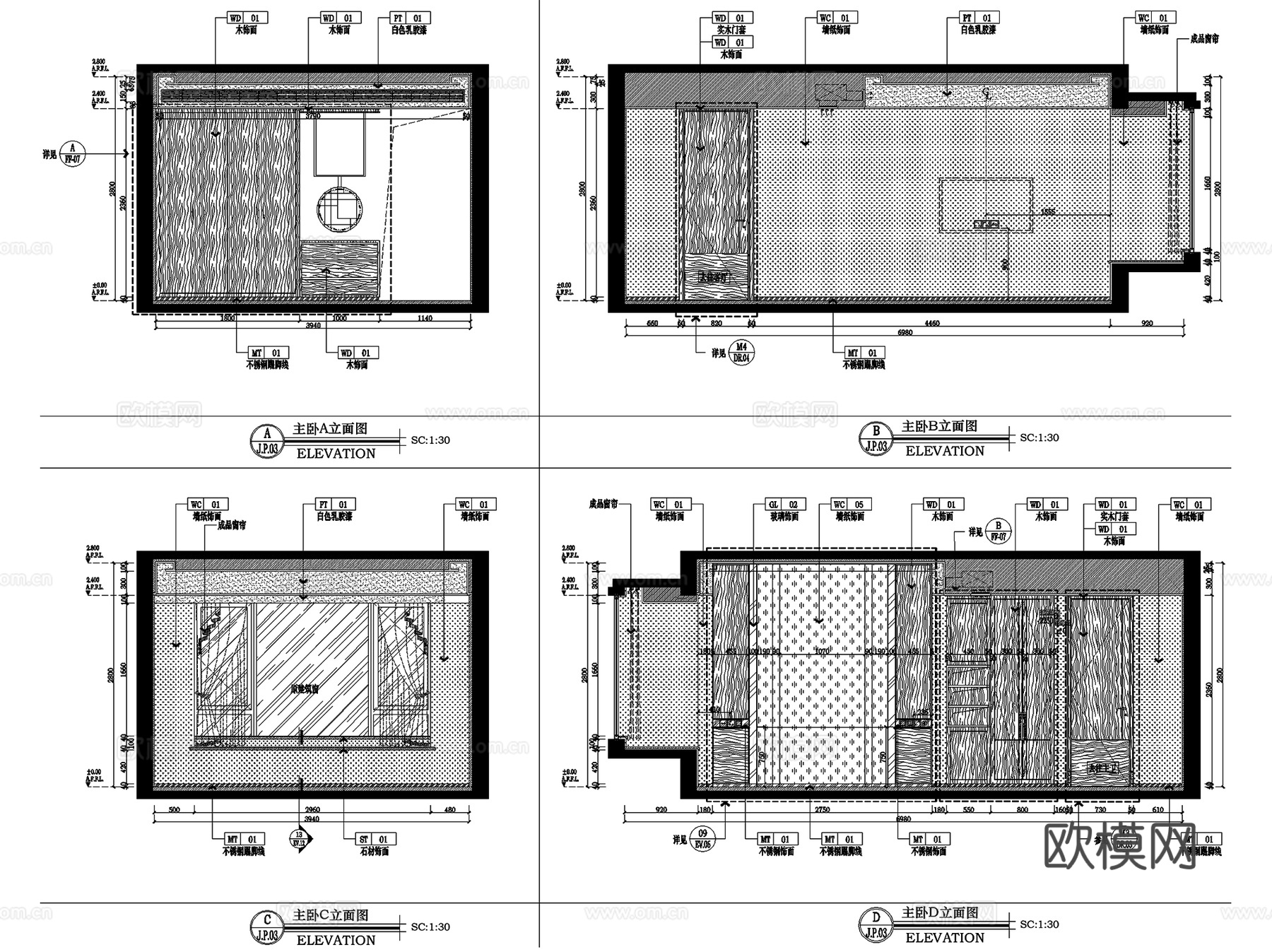 新中式广西建发五象湖央玺J户型样板房室内家装CAD施工图整套cad施工图
