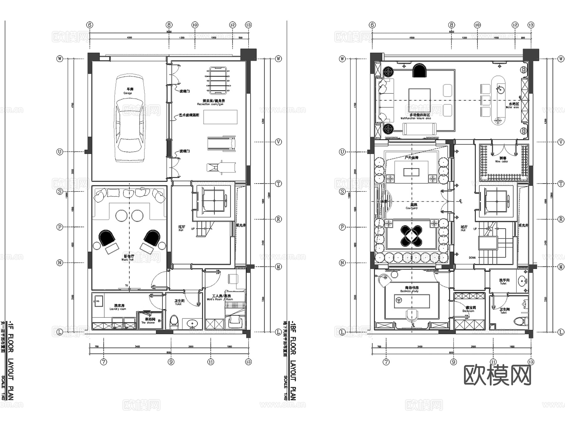 漓江郡府丹桂府170㎡三层院墅样板间室内家装CAD施工图整套cad施工图