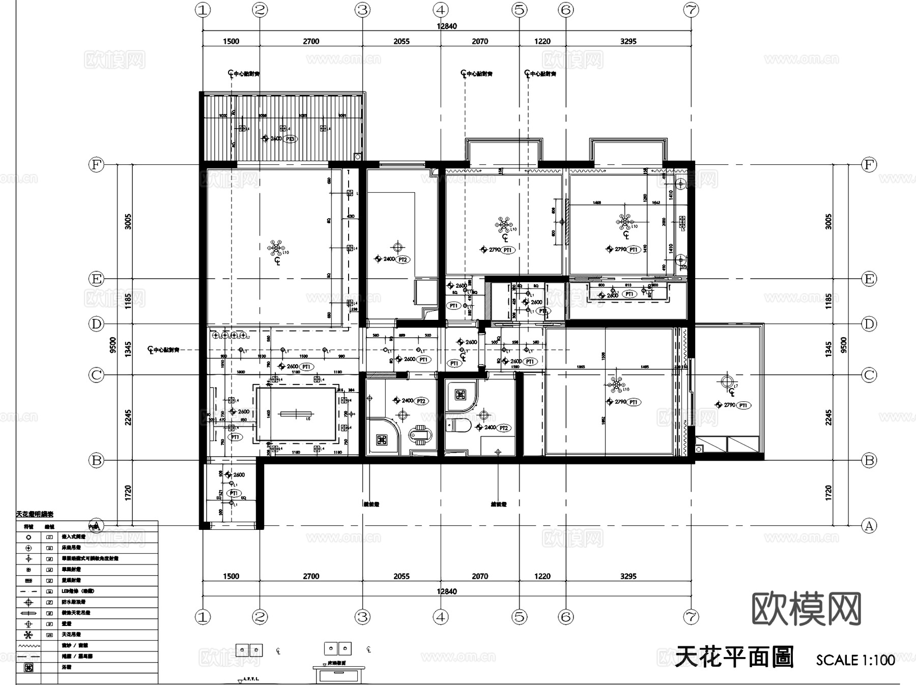 现代简约两室两厅两卫室内家装CAD施工图cad施工图