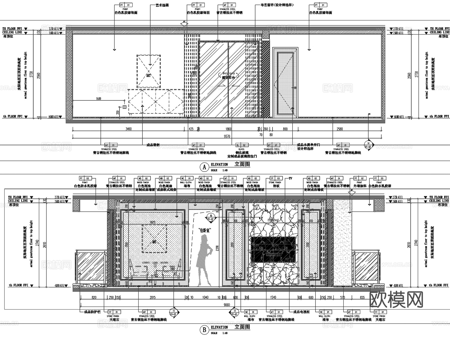 汕尾融创109户型三室两厅两卫室内家装CAD施工图整套cad施工图