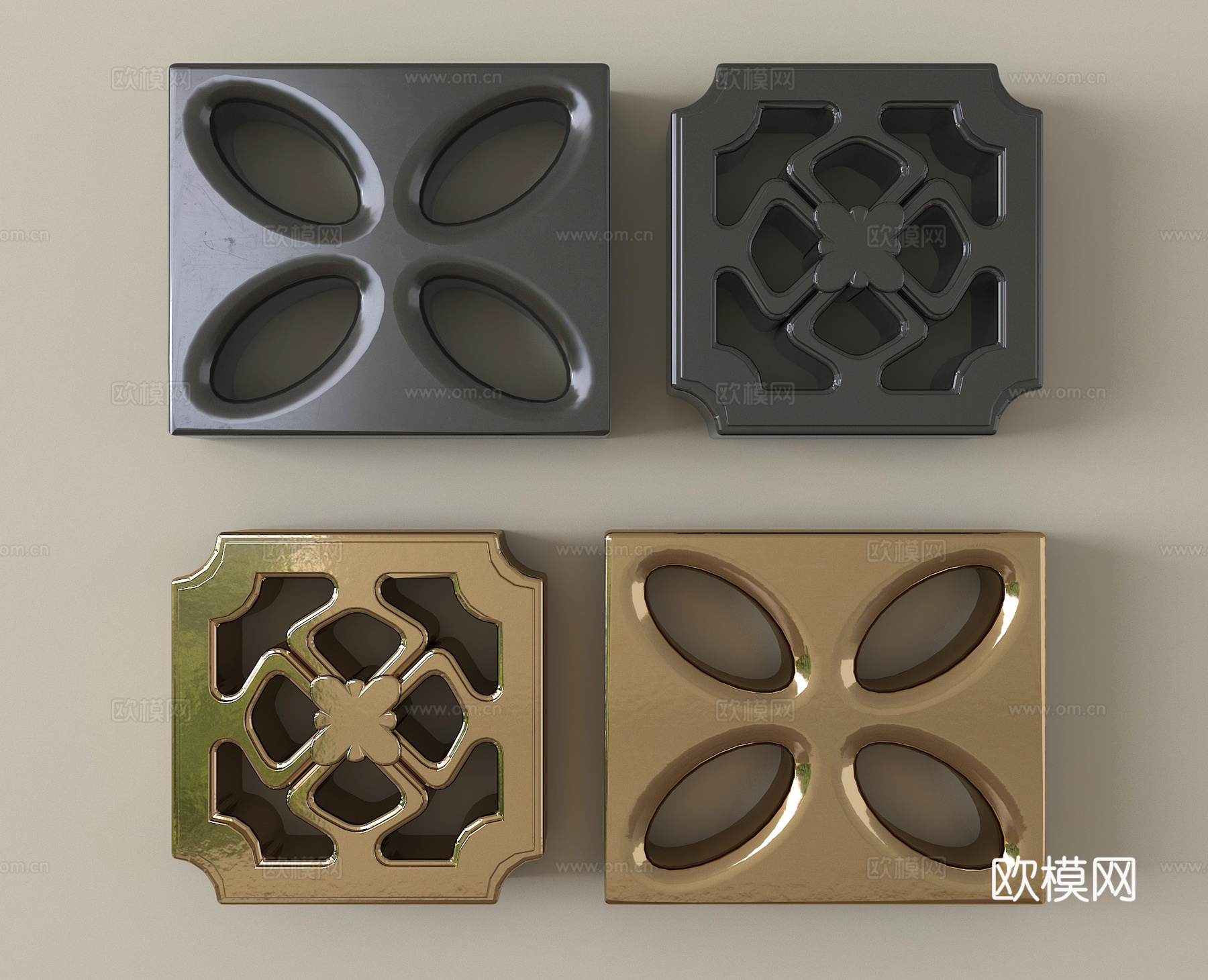 现代雕花墙饰挂件 立体墙饰su模型
