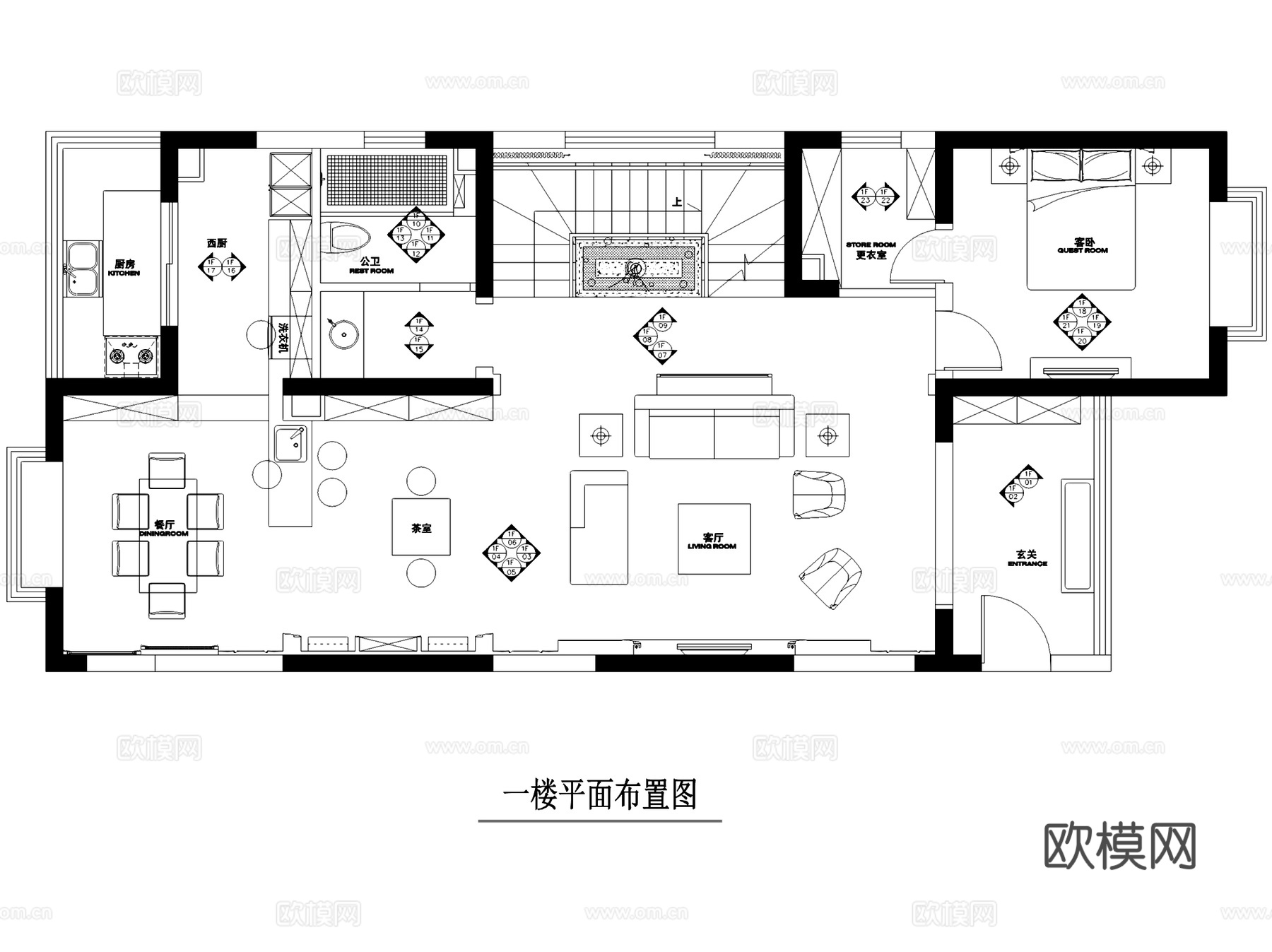 山西阳泉欧式跃层公寓四室两厅室内家装CAD施工图cad施工图