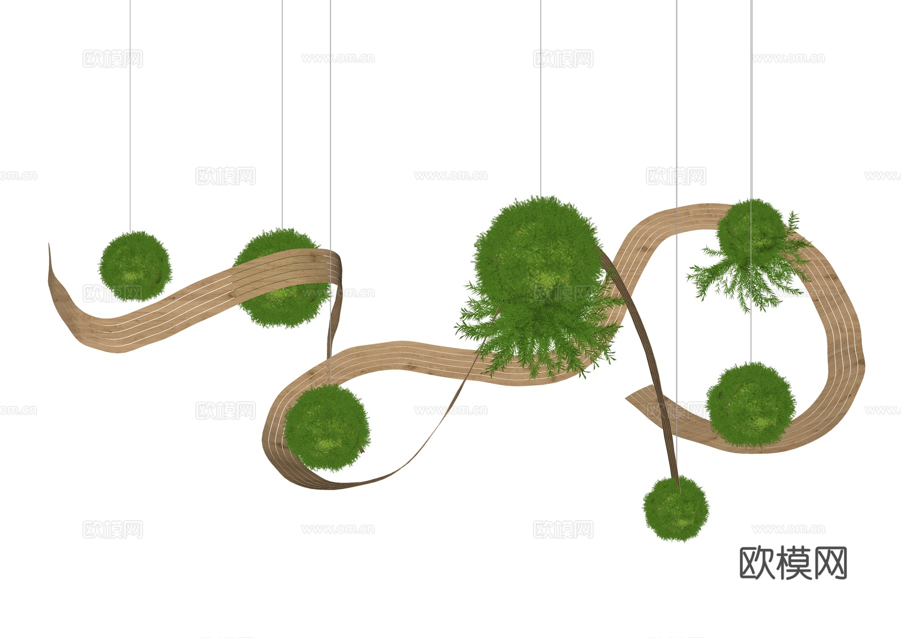 苔藓景观 苔藓球 室内景观 植物艺术装置 绿植苔藓球造景 景su模型