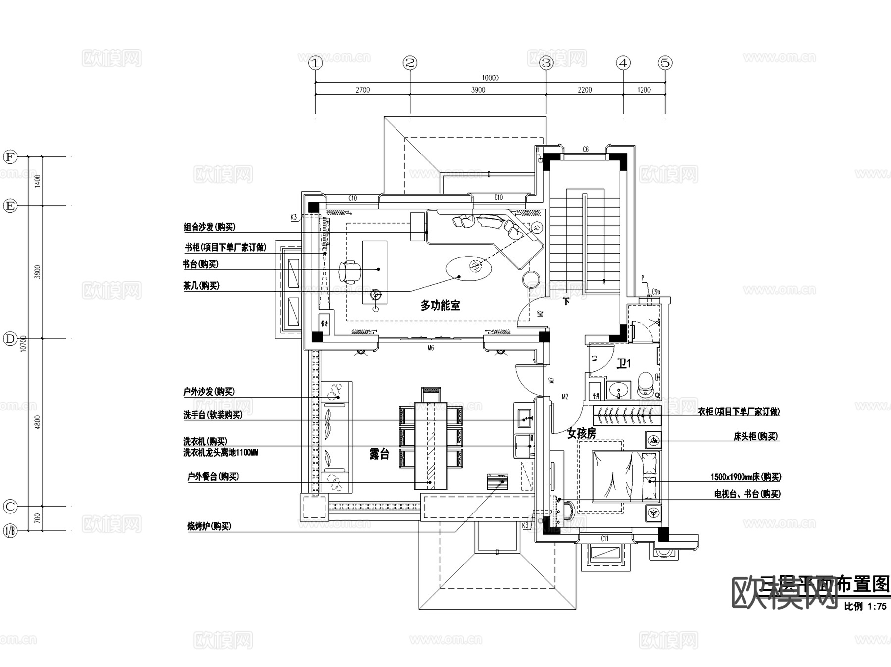 欧式BJ260三层别墅室内家装CAD施工图整套cad施工图
