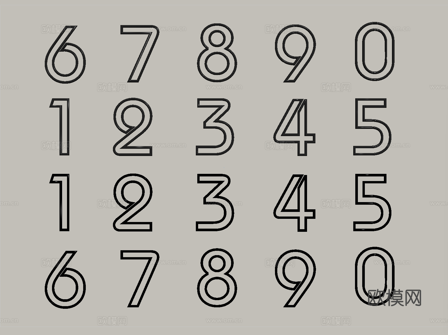 现代标识牌 数字标识su模型