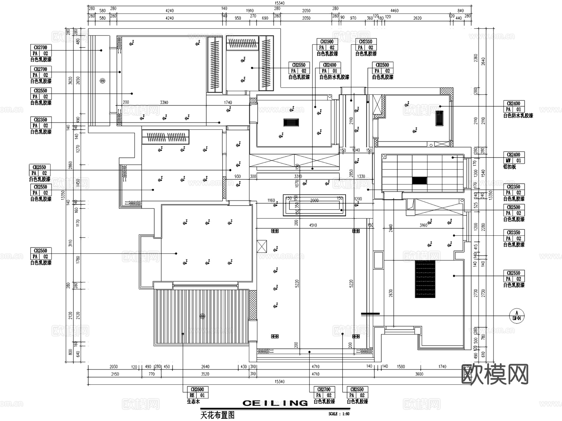香槟水岸18#501四室两厅两卫室内家装CAD施工图cad施工图