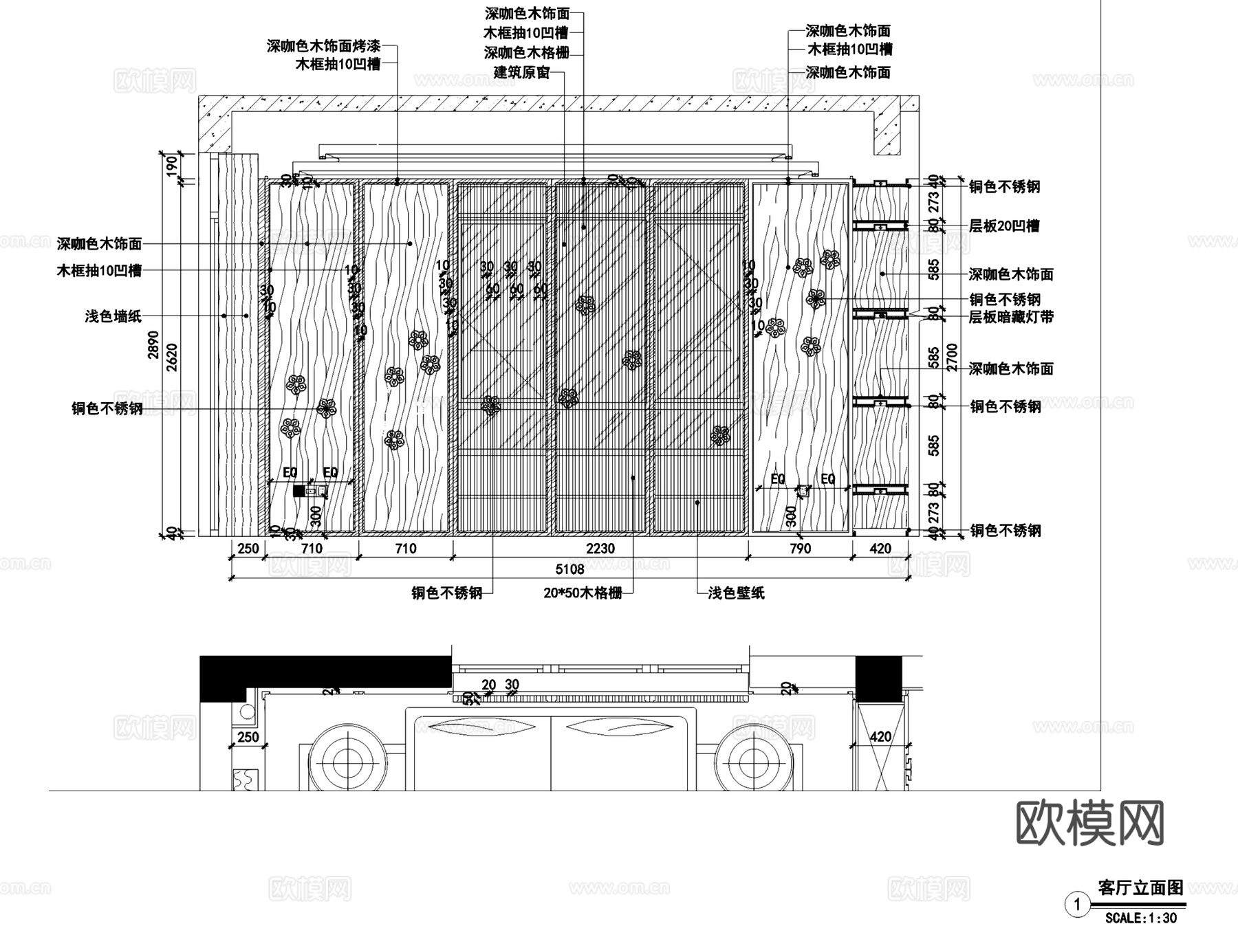 燕西华府中式小独栋三层别墅室内家装CAD施工图+3Dmaxcad施工图