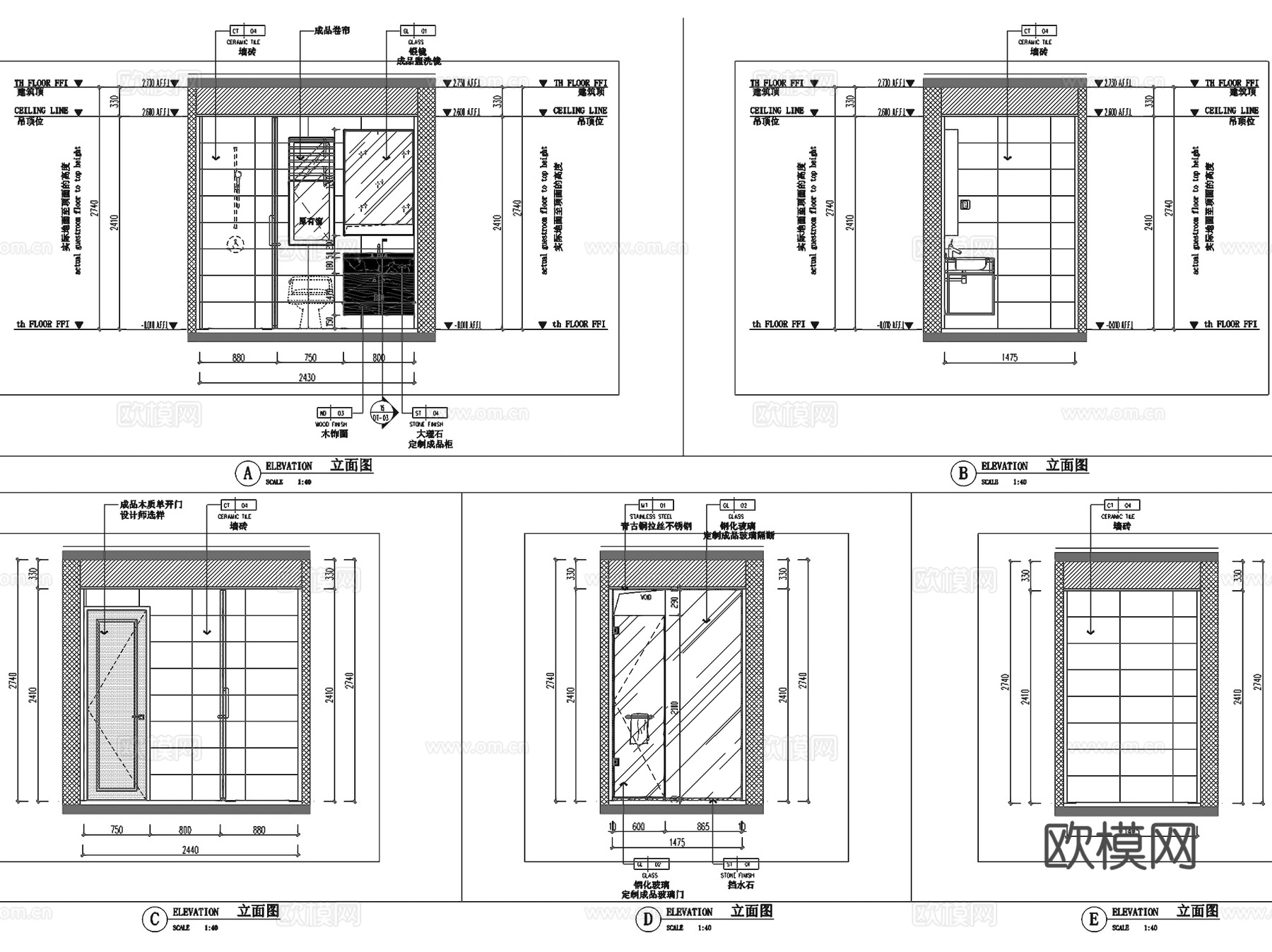 汕尾融创109户型三室两厅两卫室内家装CAD施工图整套cad施工图
