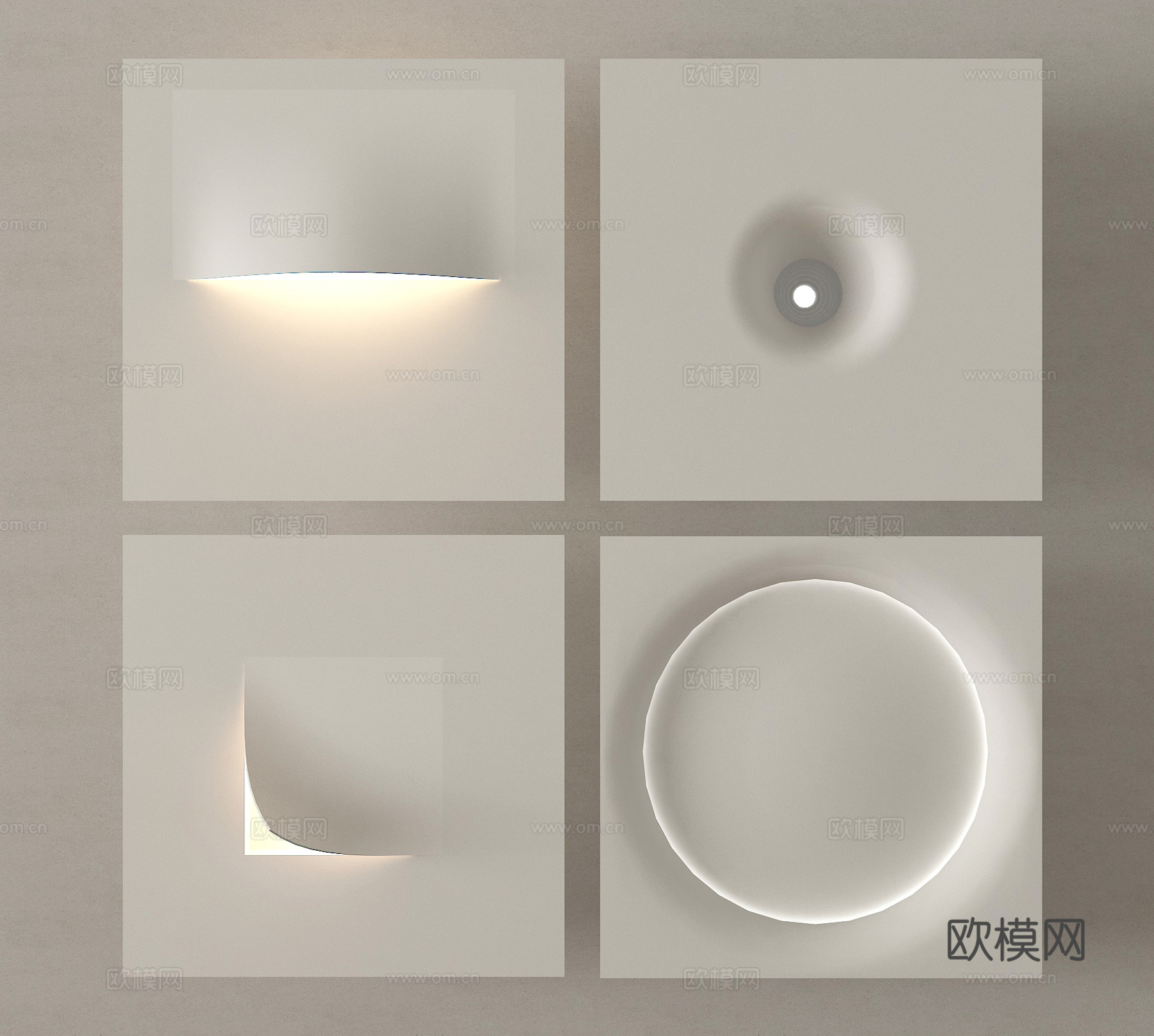 现代石膏灯 极简石膏灯 内嵌式石膏灯 壁灯3d模型下载