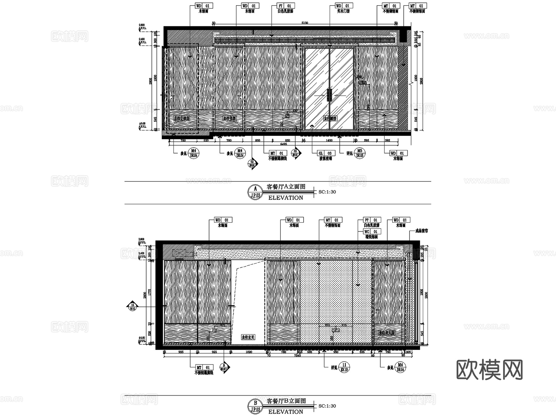 新中式广西建发五象湖央玺J户型样板房室内家装CAD施工图整套cad施工图