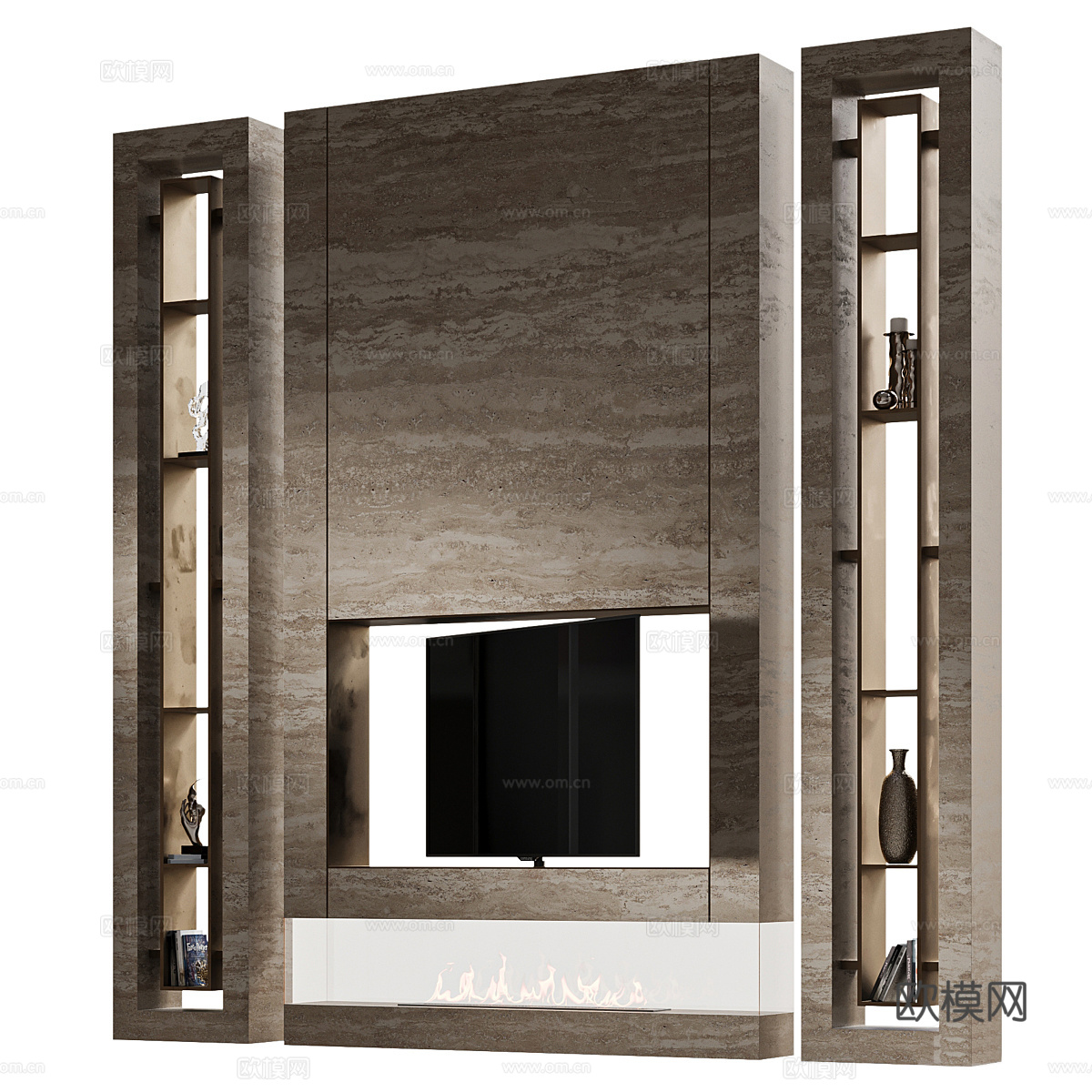 现代意式电视背景墙3d模型下载（渲染图3）