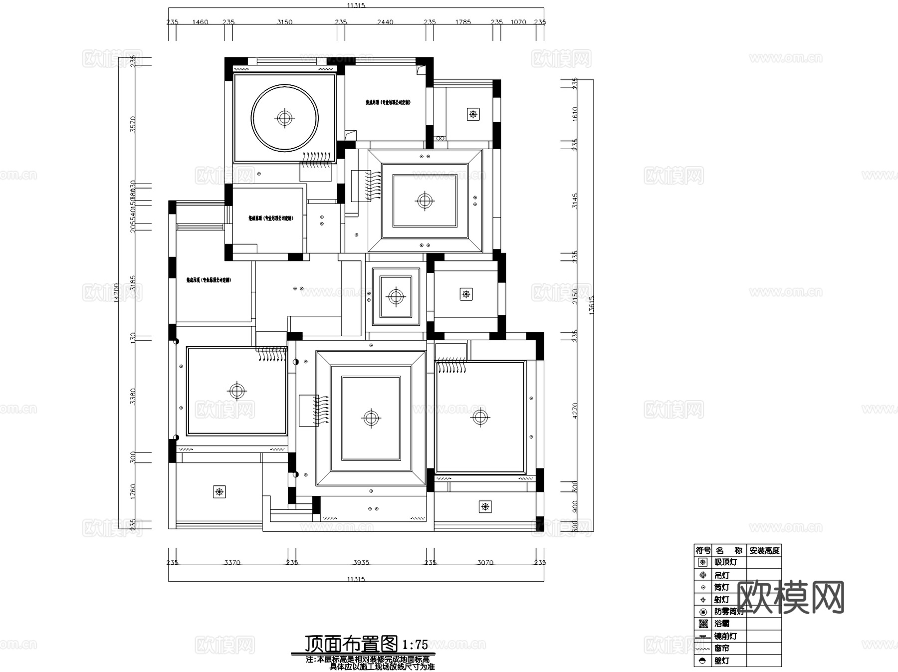 美式四室两厅两卫室内家装CAD施工图cad施工图cad施工图