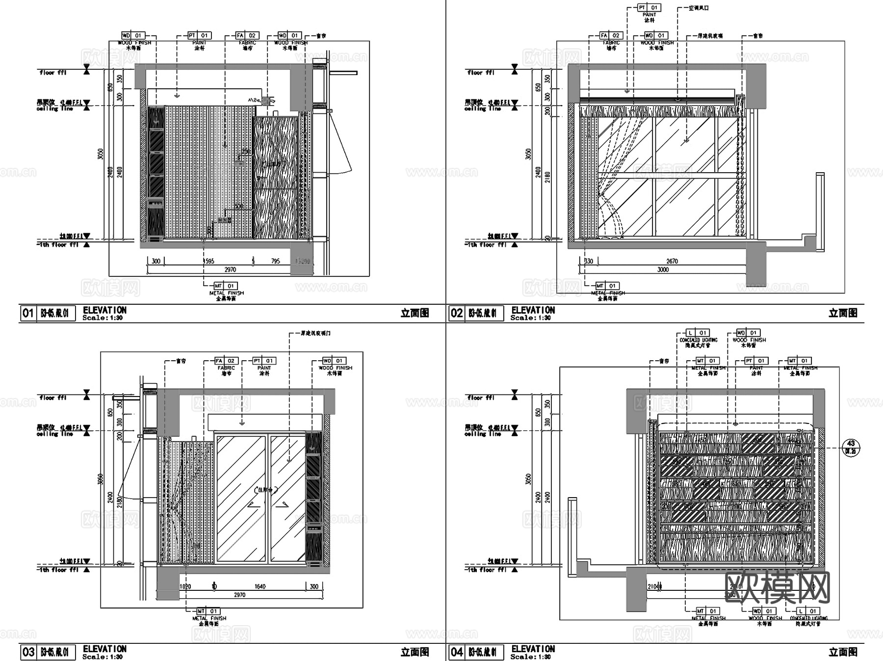 深圳华侨城创想大厦公寓B3-05户型样板间室内家装CADcad施工图