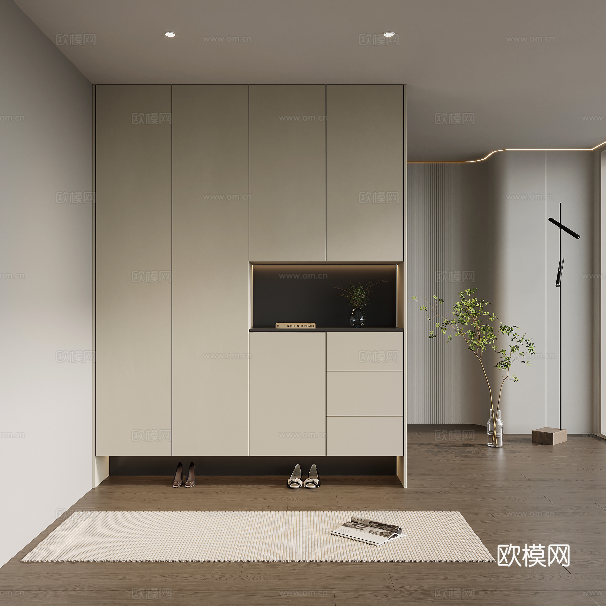 现代意式鞋柜 入户鞋柜su模型
