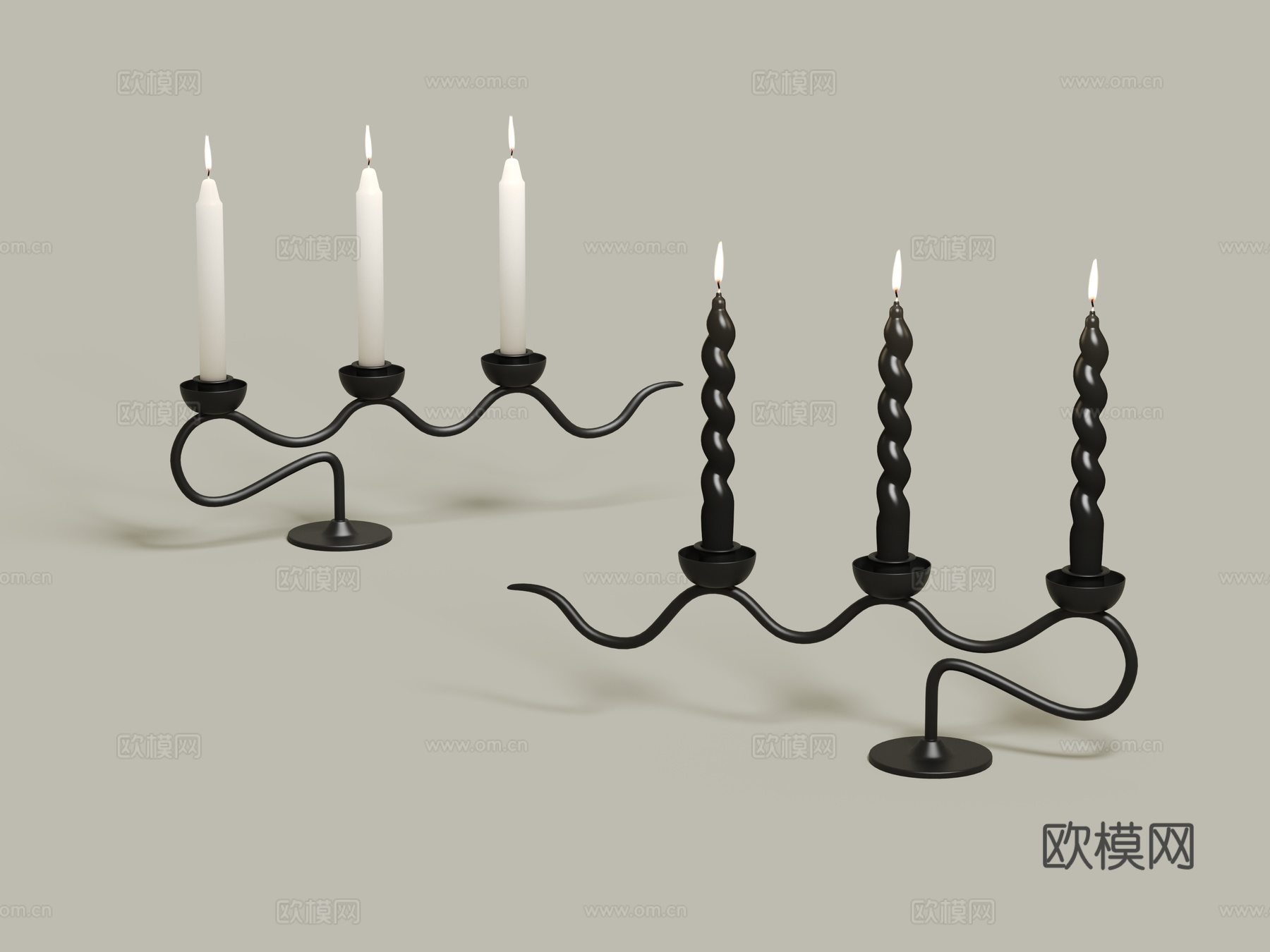 中古风铁艺创意烛台架su模型
