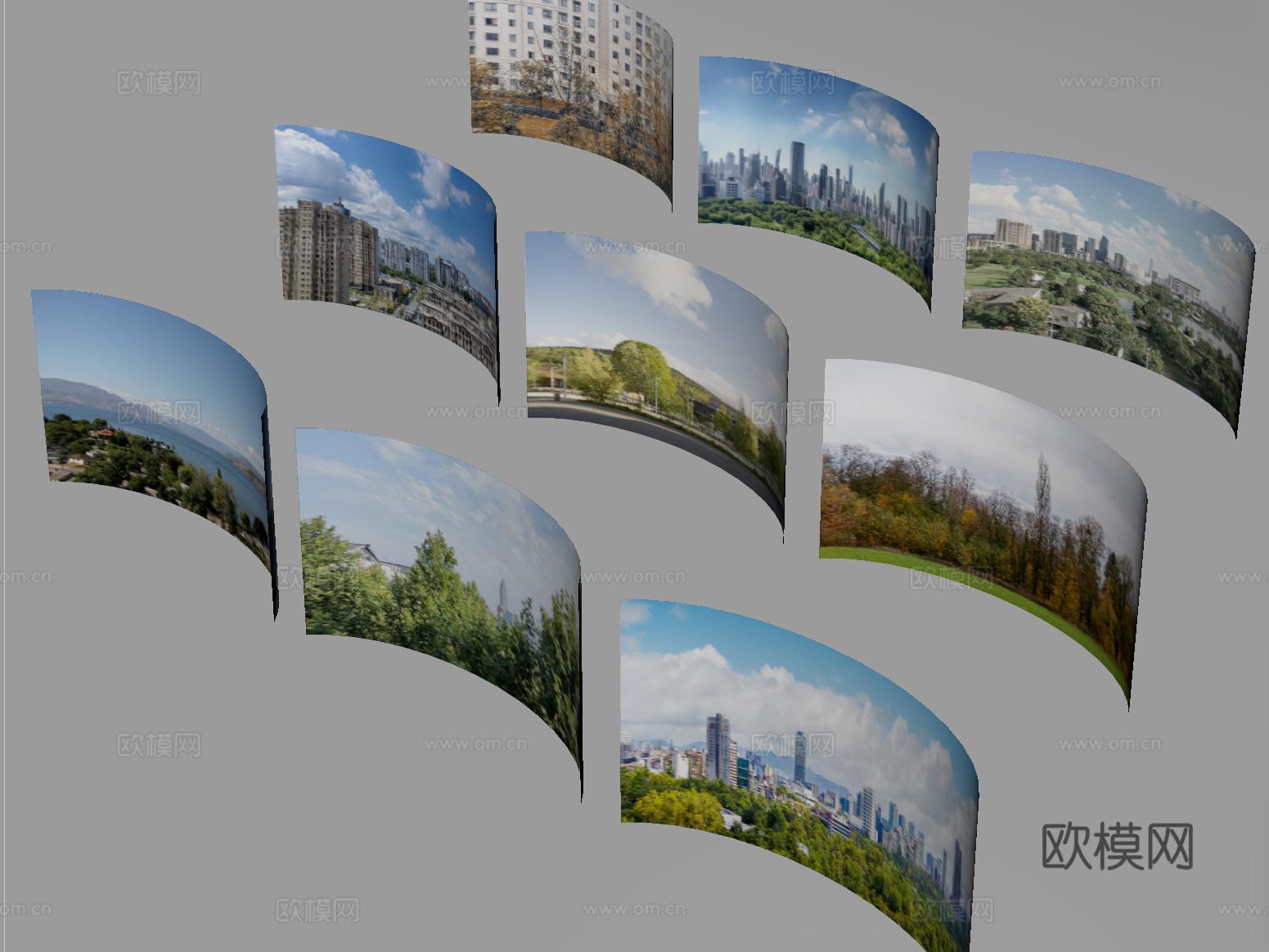 现代背景 环绕背景 城市背景 森林背景 外景贴图su模型