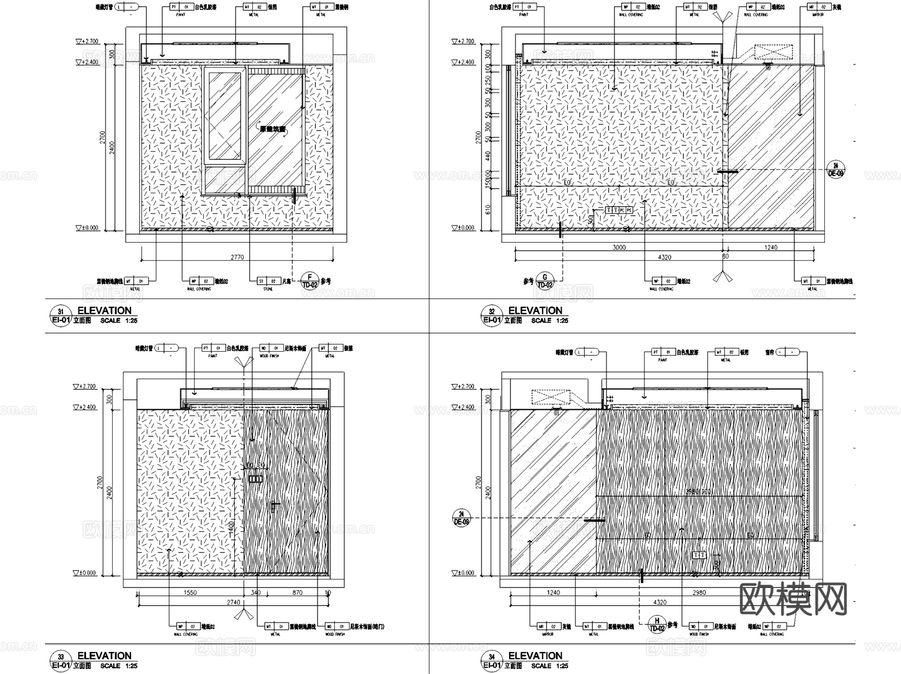 万科悦湾16-1-402B户型样板房室内家装CAD施工图整套cad施工图