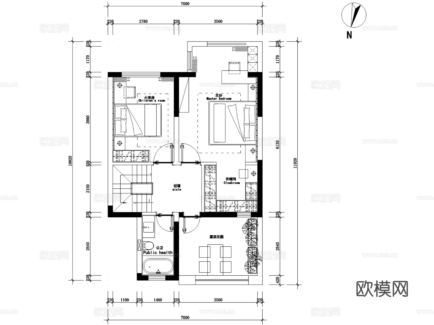 金地都汇阳光嘉苑41-302三层别墅室内家装CAD施工图cad施工图