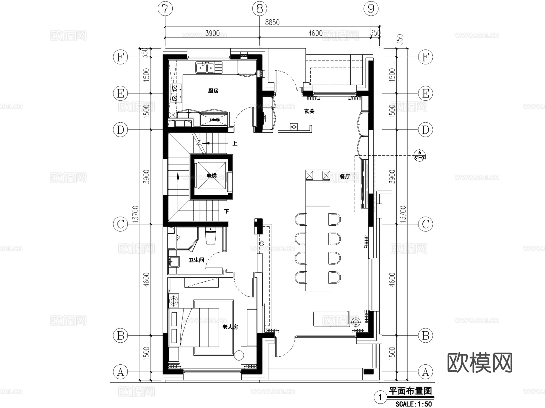 燕西华府联排二层别墅63#室内家装CAD施工图+3Dmaxcad施工图
