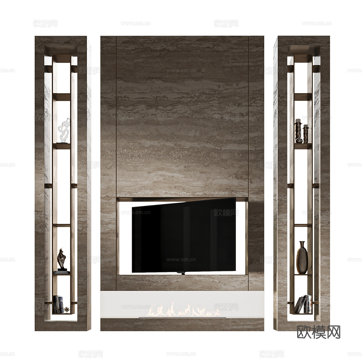 现代意式电视背景墙3d模型下载（渲染图1）